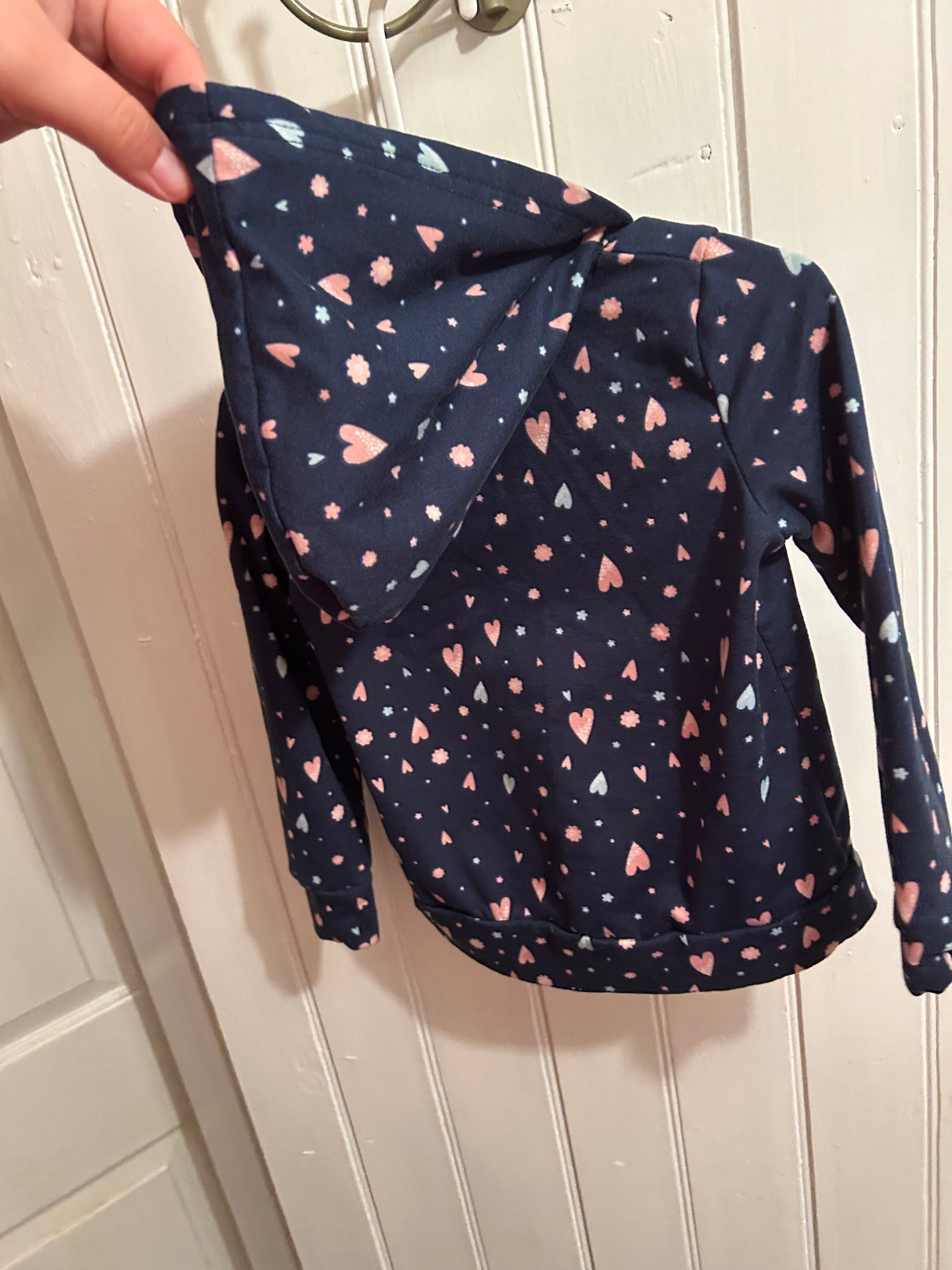 Mumu coco 5 blue & pink heart zip up hoodie