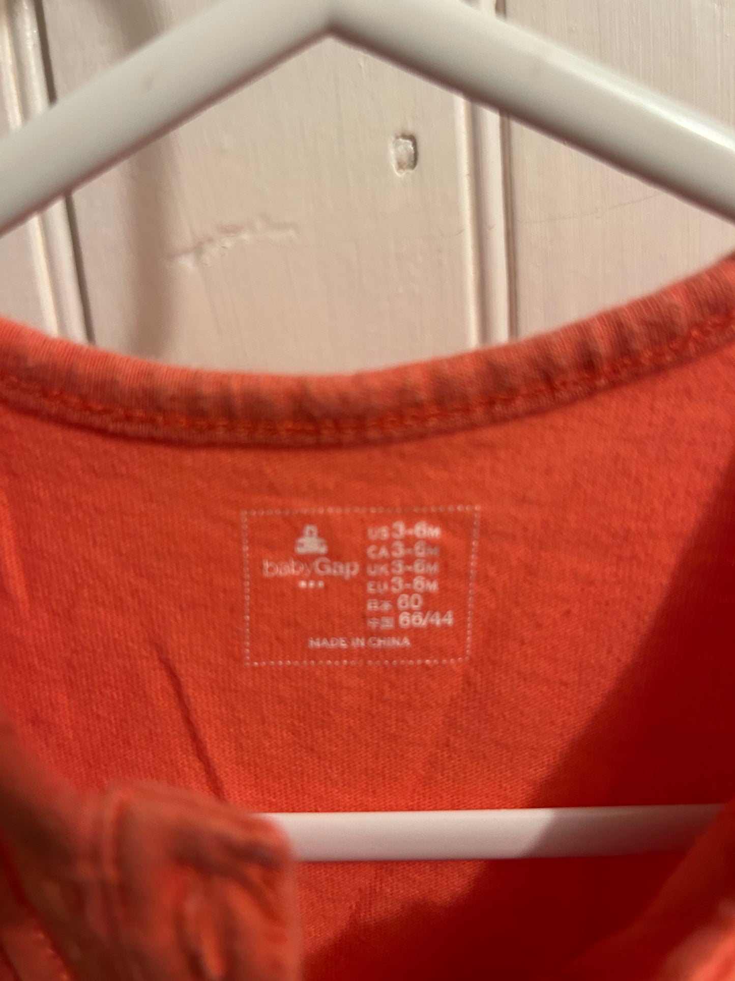 Gap 3/6m peach rouched onesie