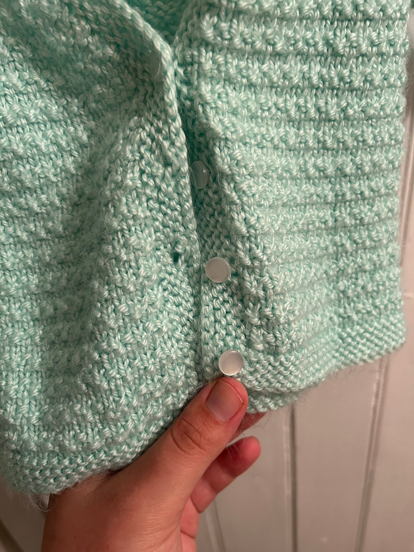 Handmade 12m teal knit cardigan