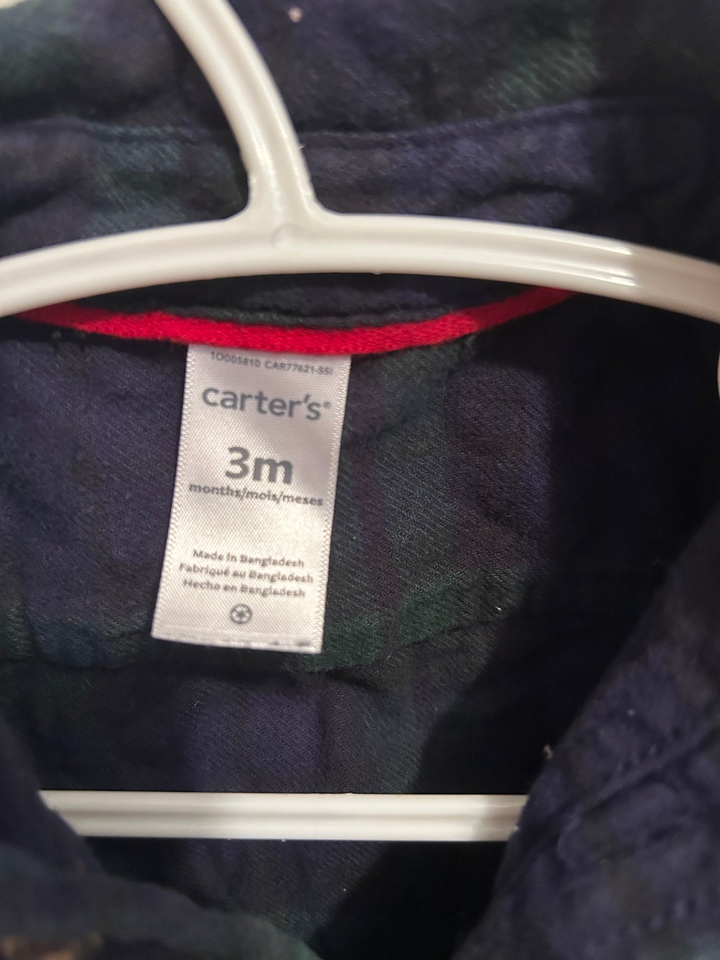 Carters 3m green & blue flannel onesie