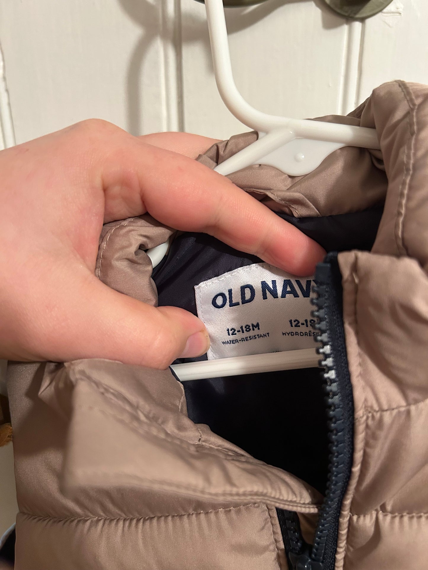 Old navy 12/18m tan puffer vest