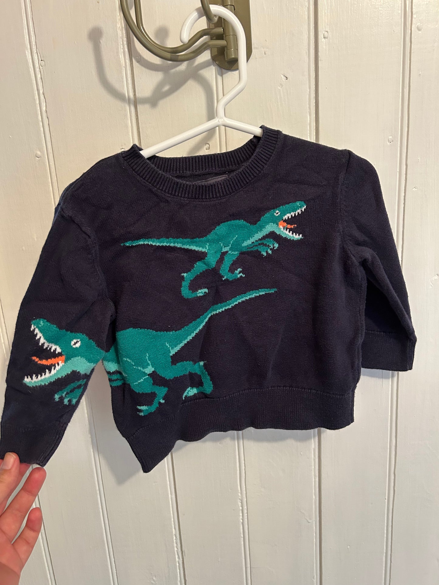Oshkosh 12m blue & green Dino knit sweater