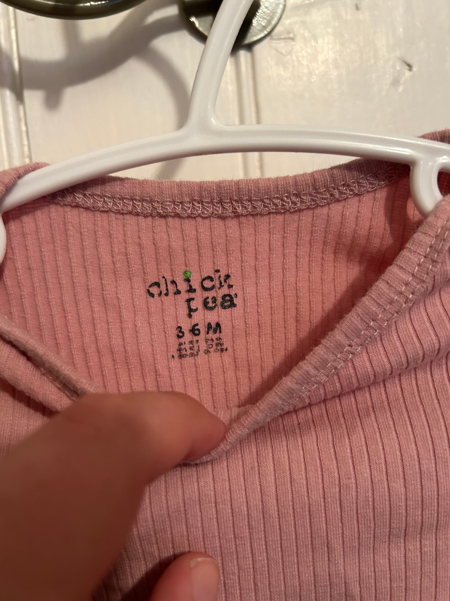 Chick pea 3/6m pink ribbed onesie