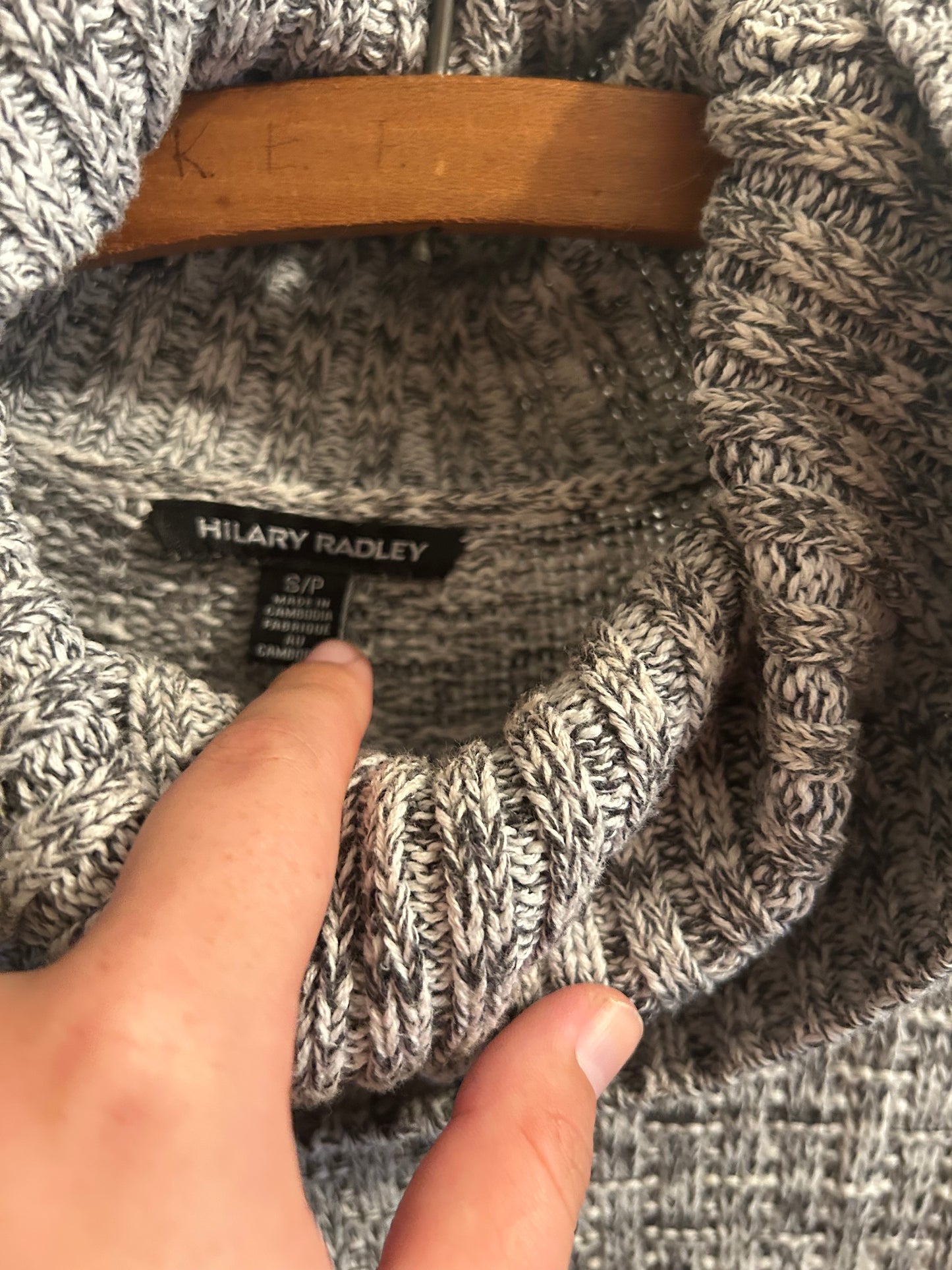 Hilary Radley small grey knit cowl neck sweater