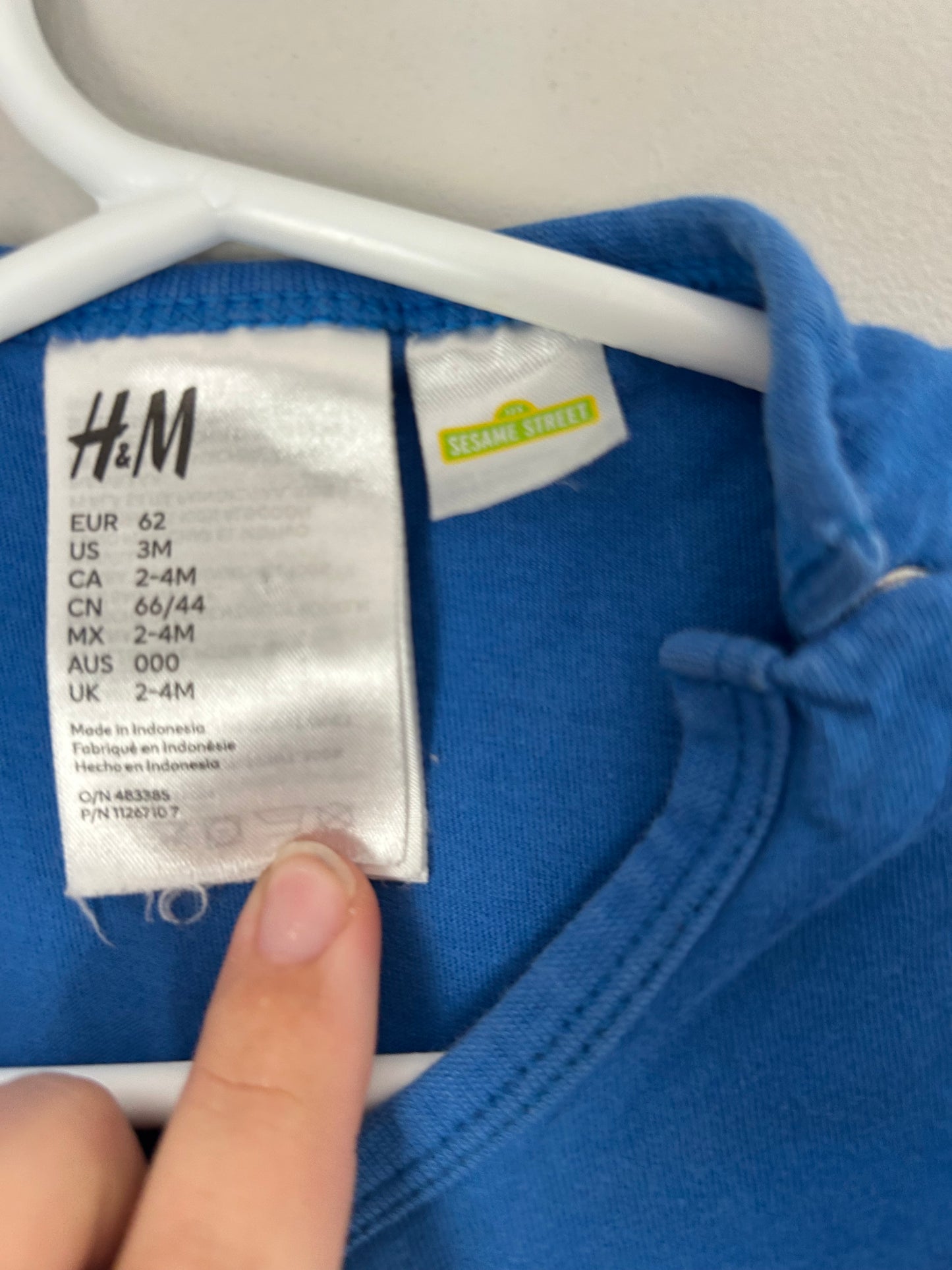 H&M 2/4m blue Cookie Monster romper