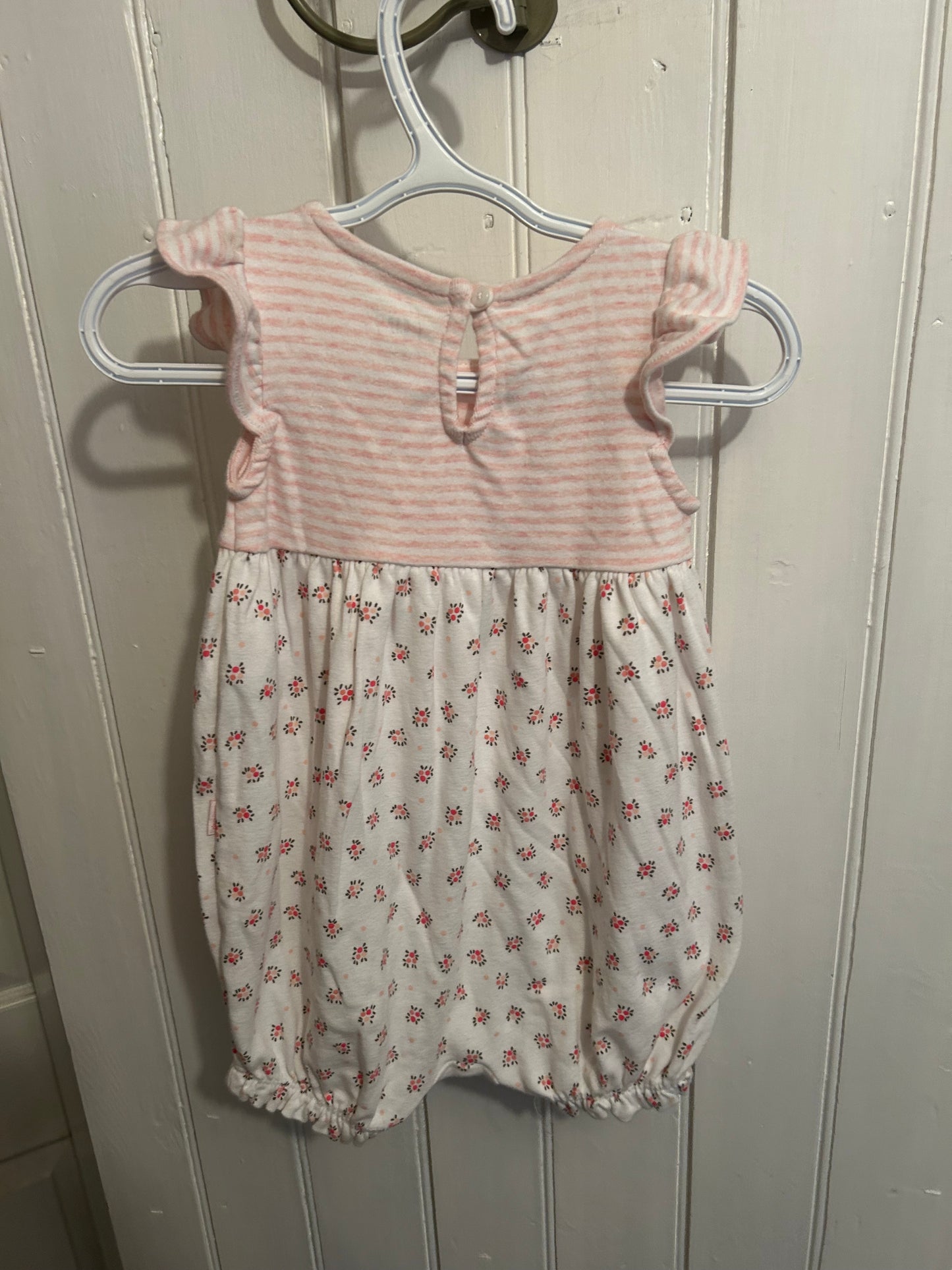 Gap 12/18m pink striped floral romper