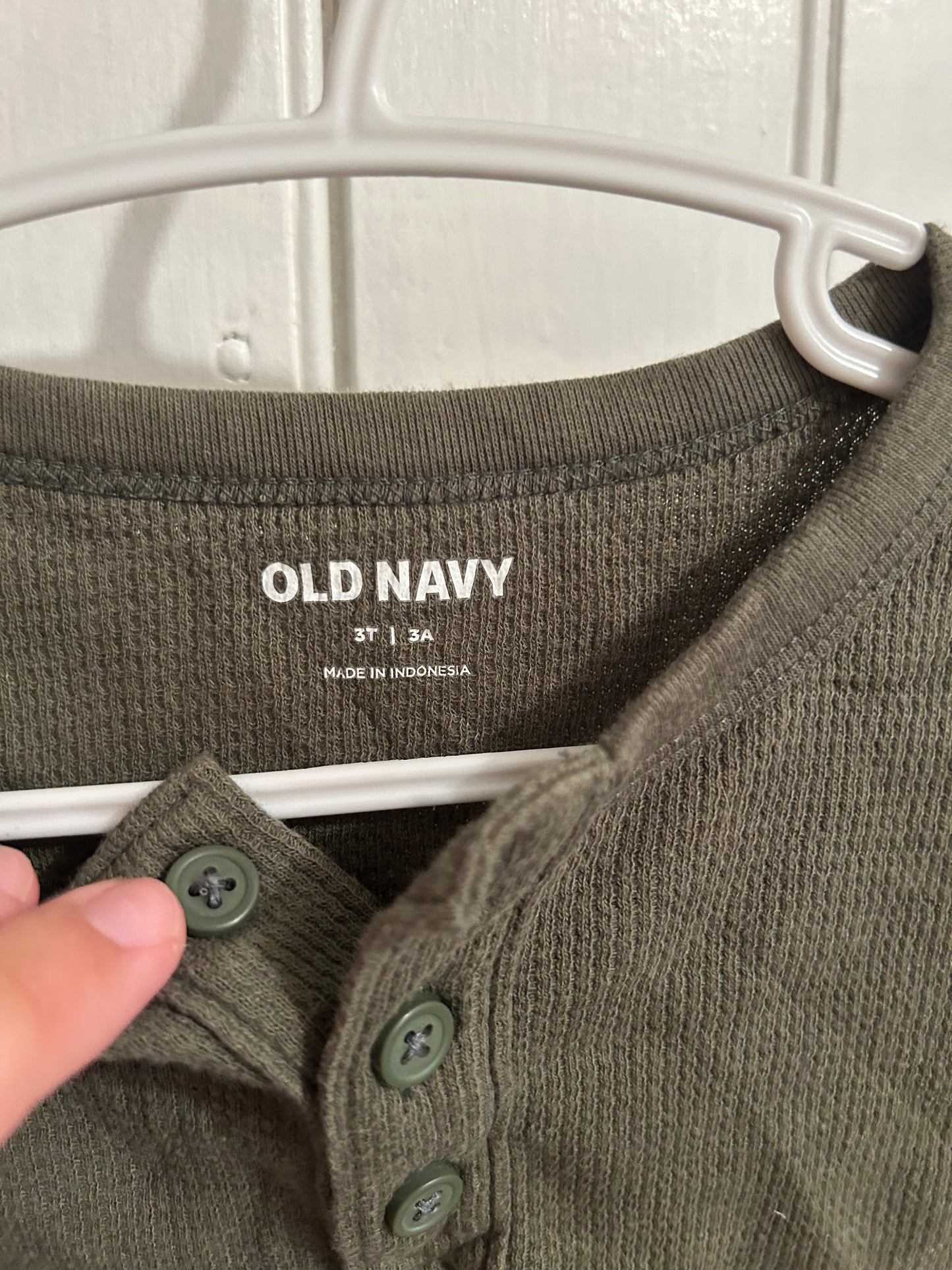 Old navy 3t olive green waffle knit top