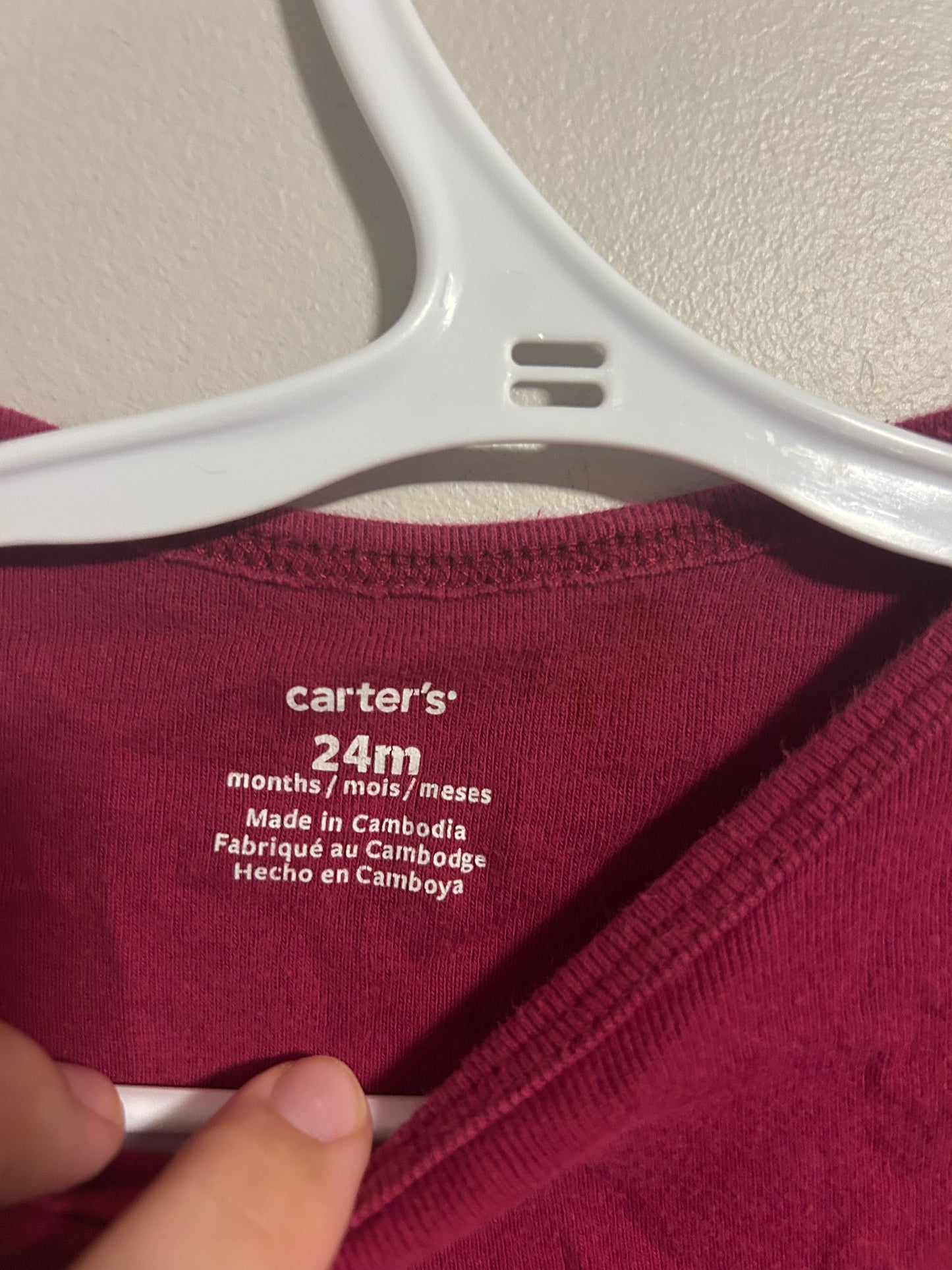 Carters 24m pink short sleeve onesie