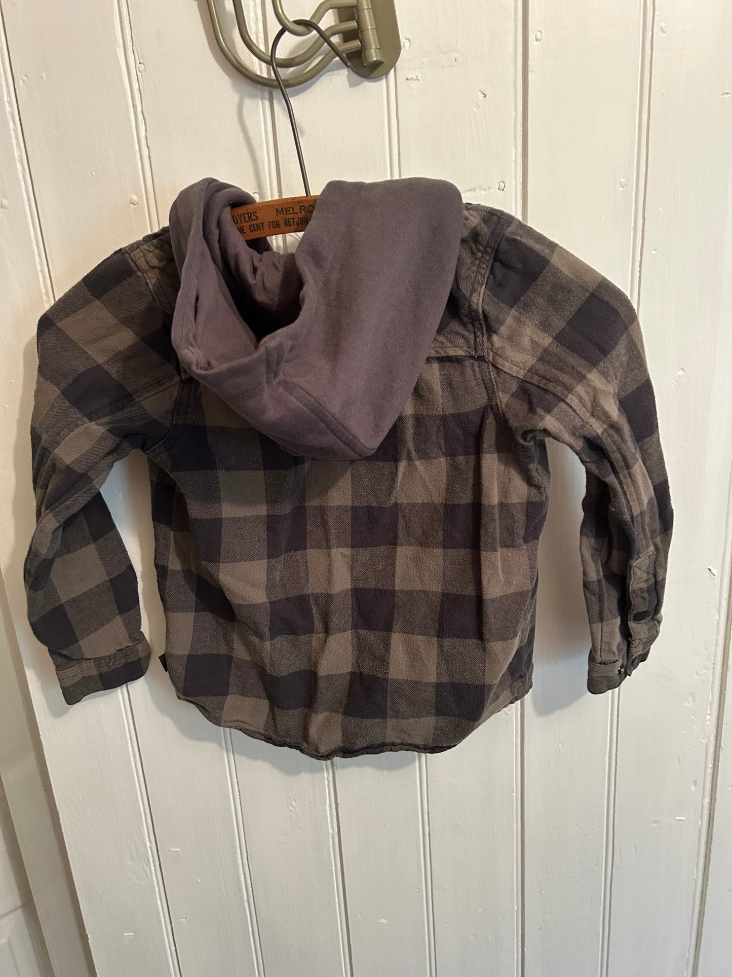 Ripzone 6 green & grey gingham hooded flannel