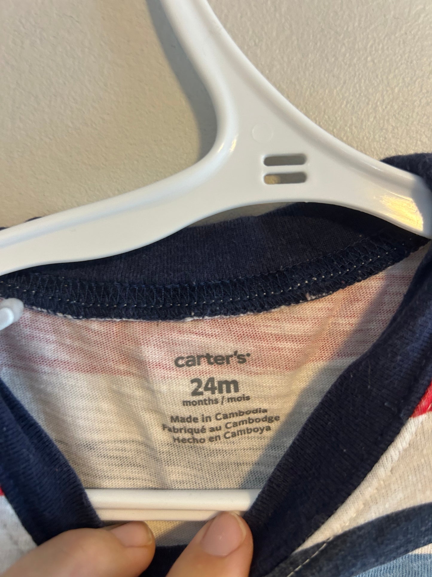 Carters 24m red & blue striped tshirt