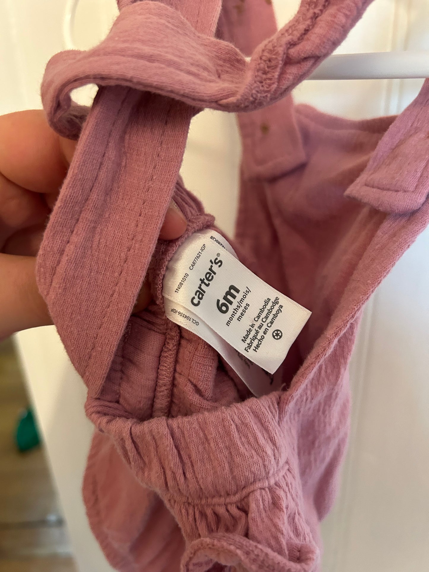 Carters 6m pink ruffle bum overalls