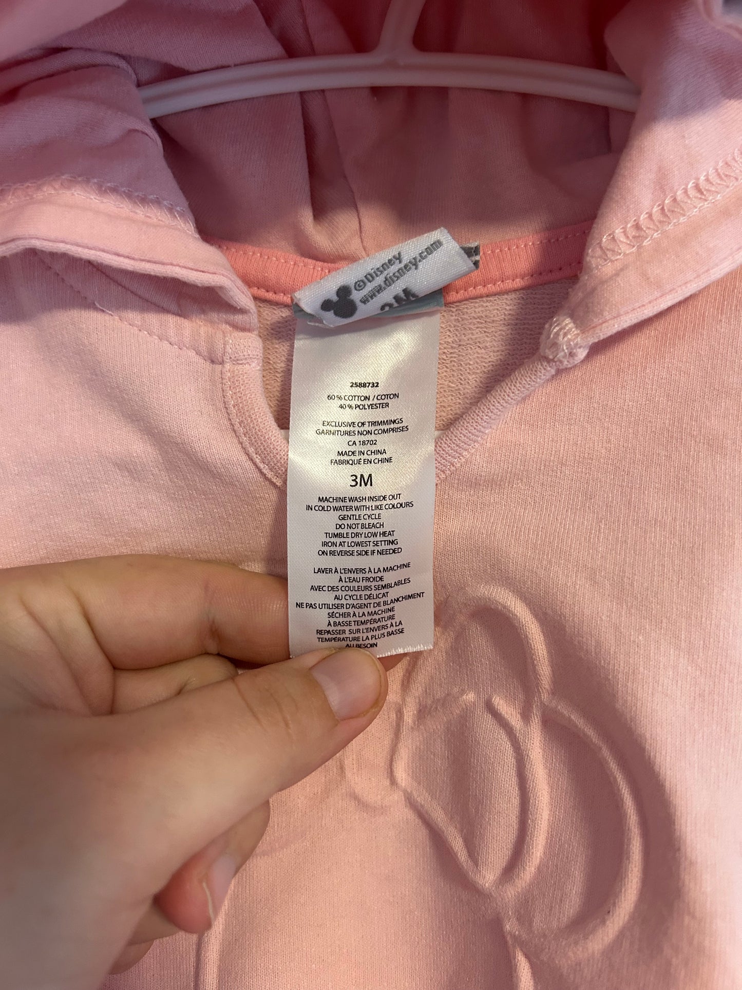 Disney 3m pink ear hoodie