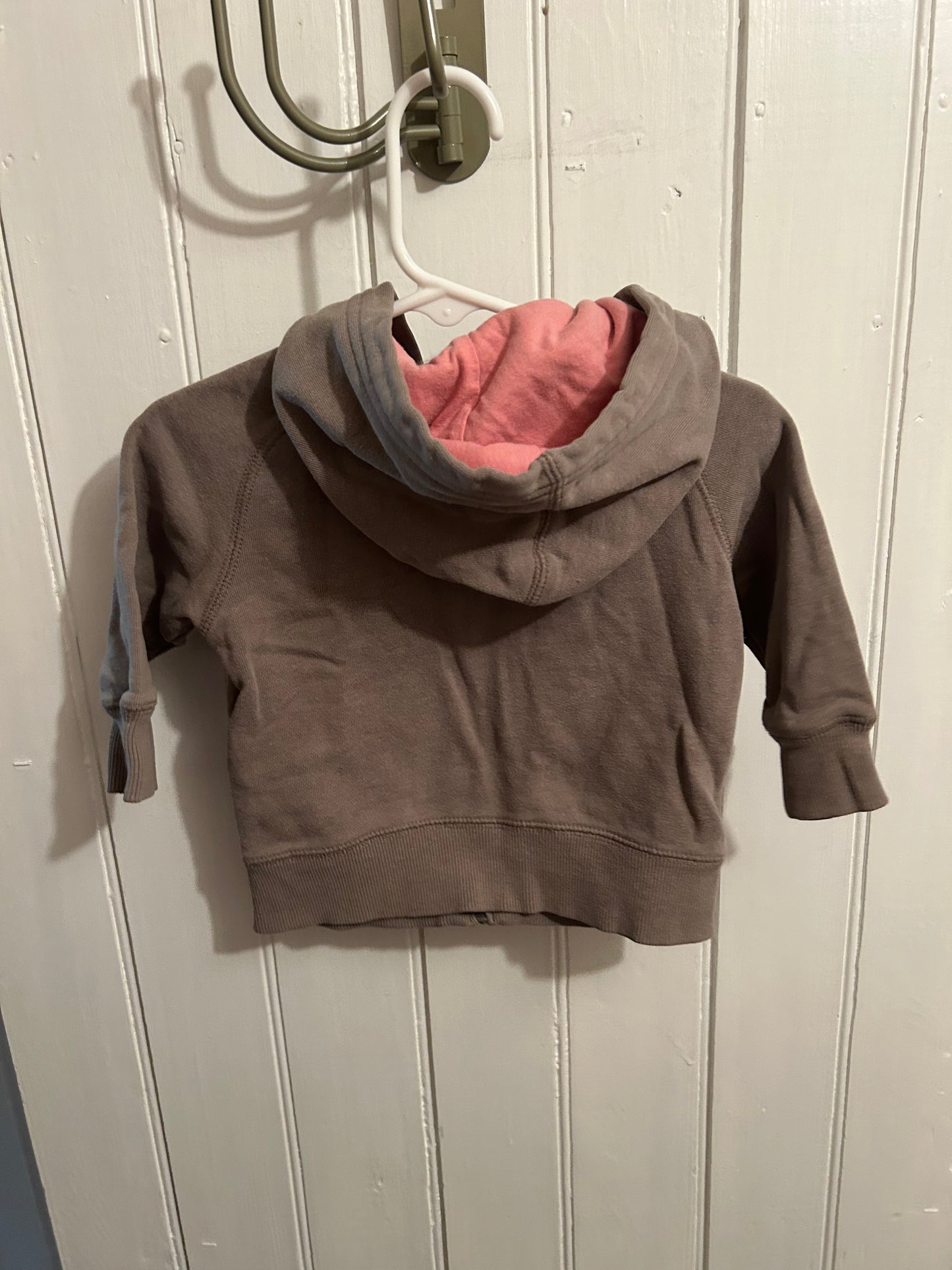 Roots 6/12m brown & pink zip up hoodie