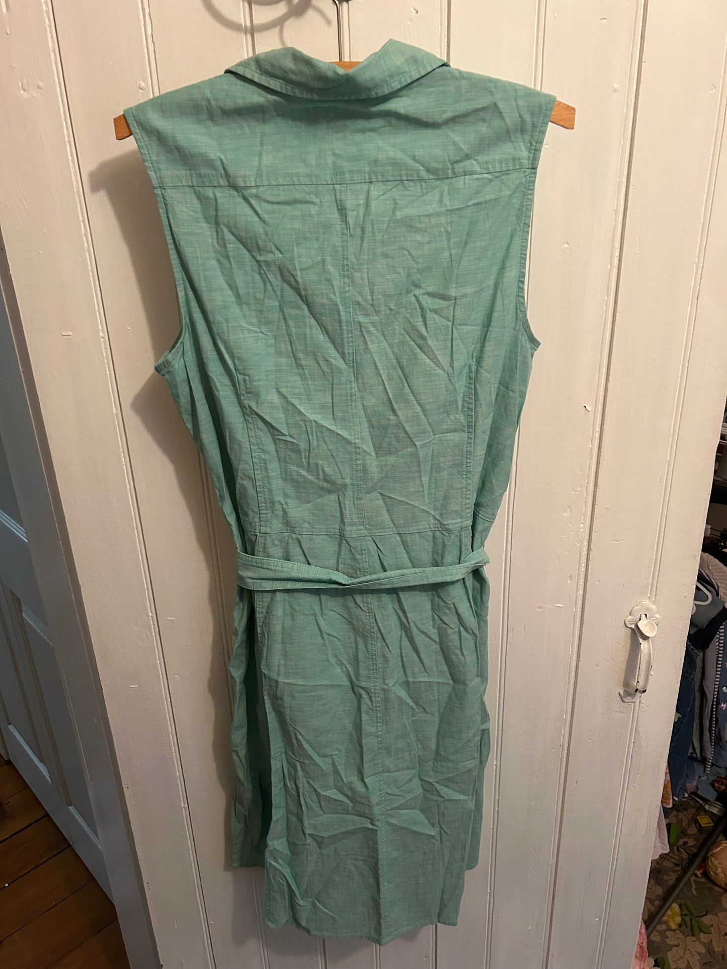 Lands end 12 teal button up sleeveless dress