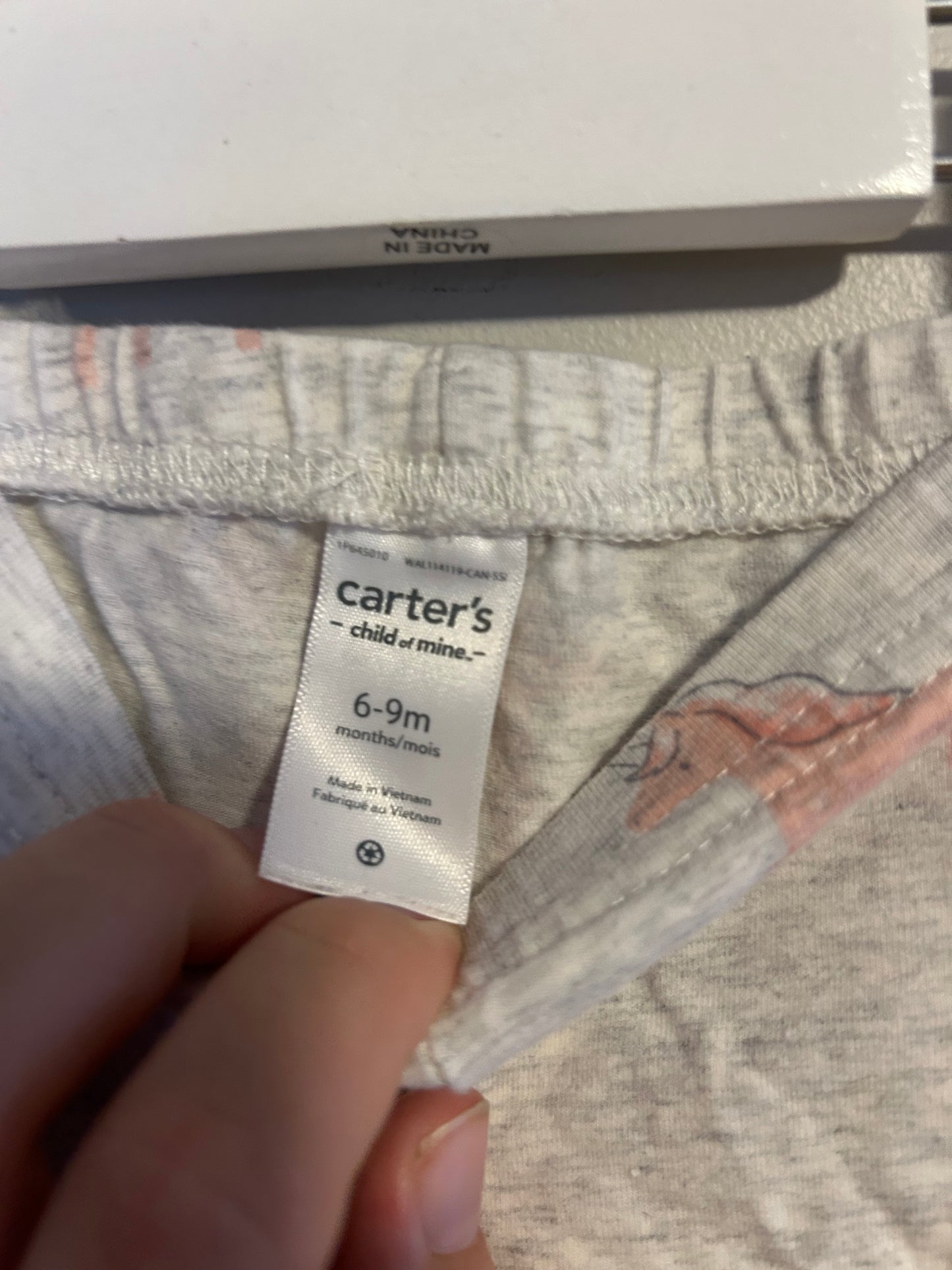 Carters 6/9m grey & pink unicorn leggings