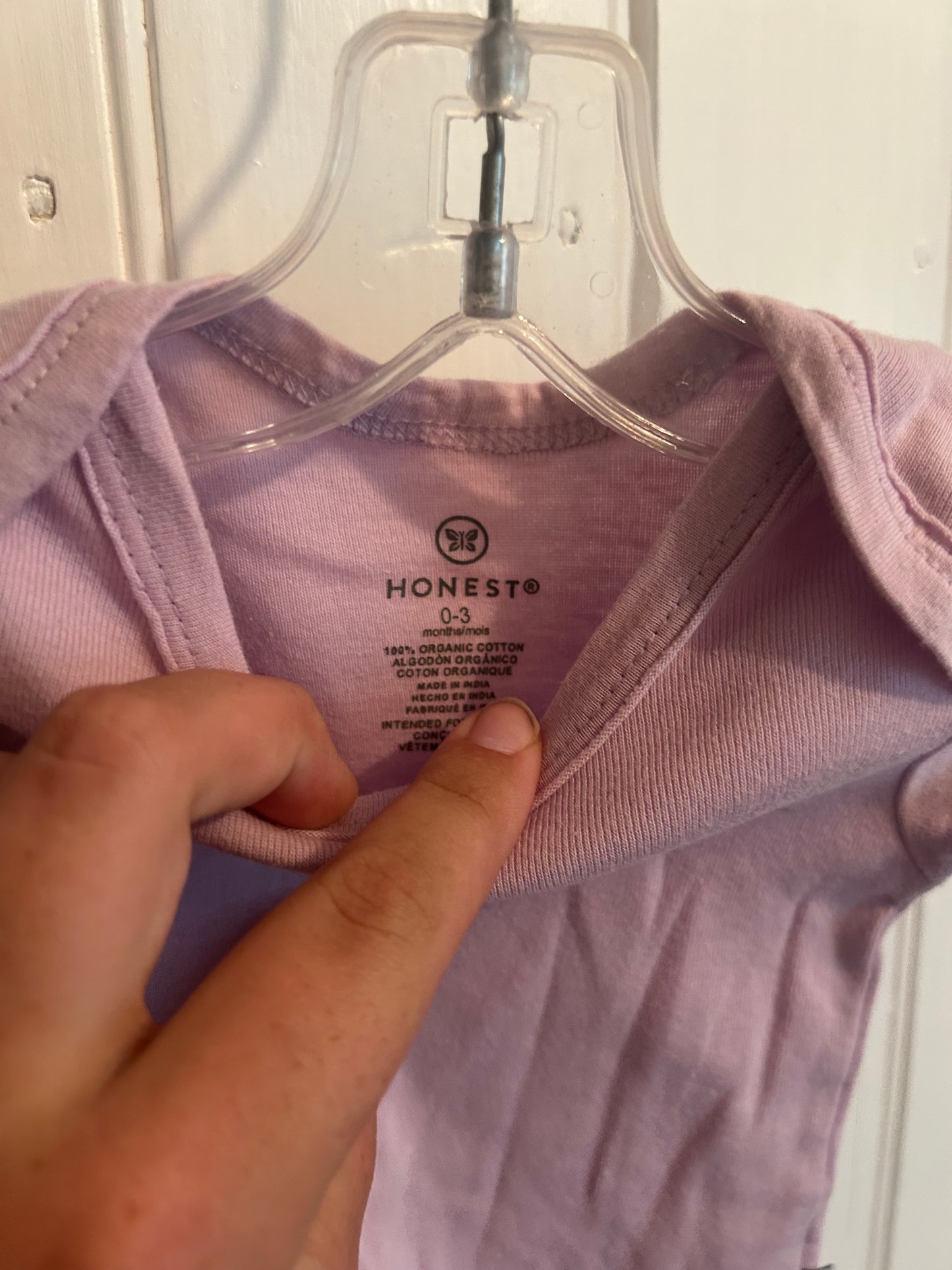 Honest 0/3m purple onesie