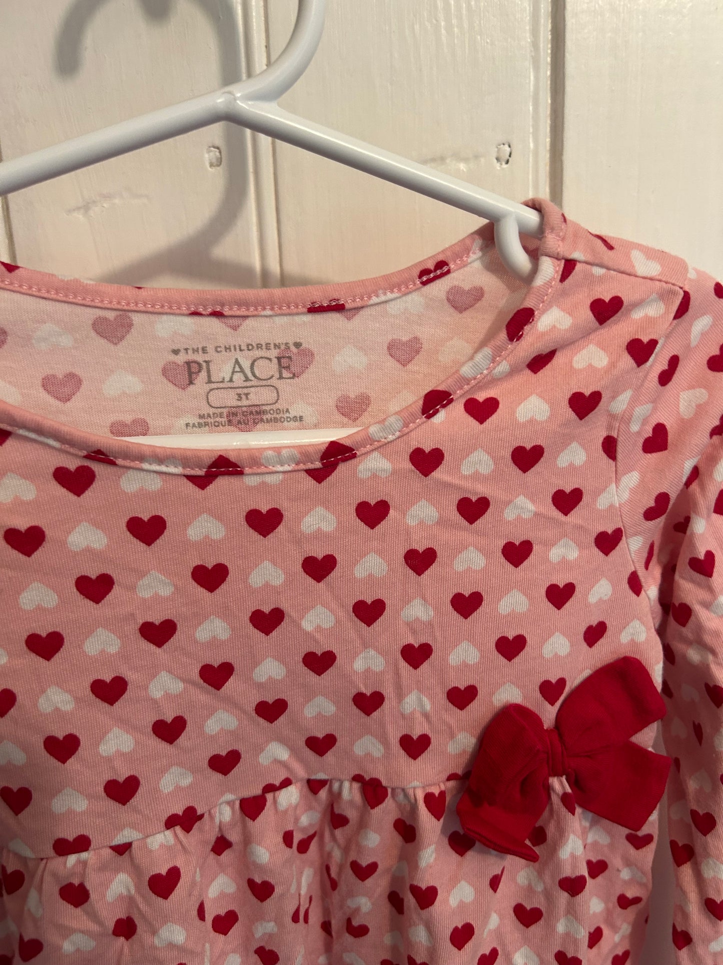 The children’s place 3t pink & red heart peplum top
