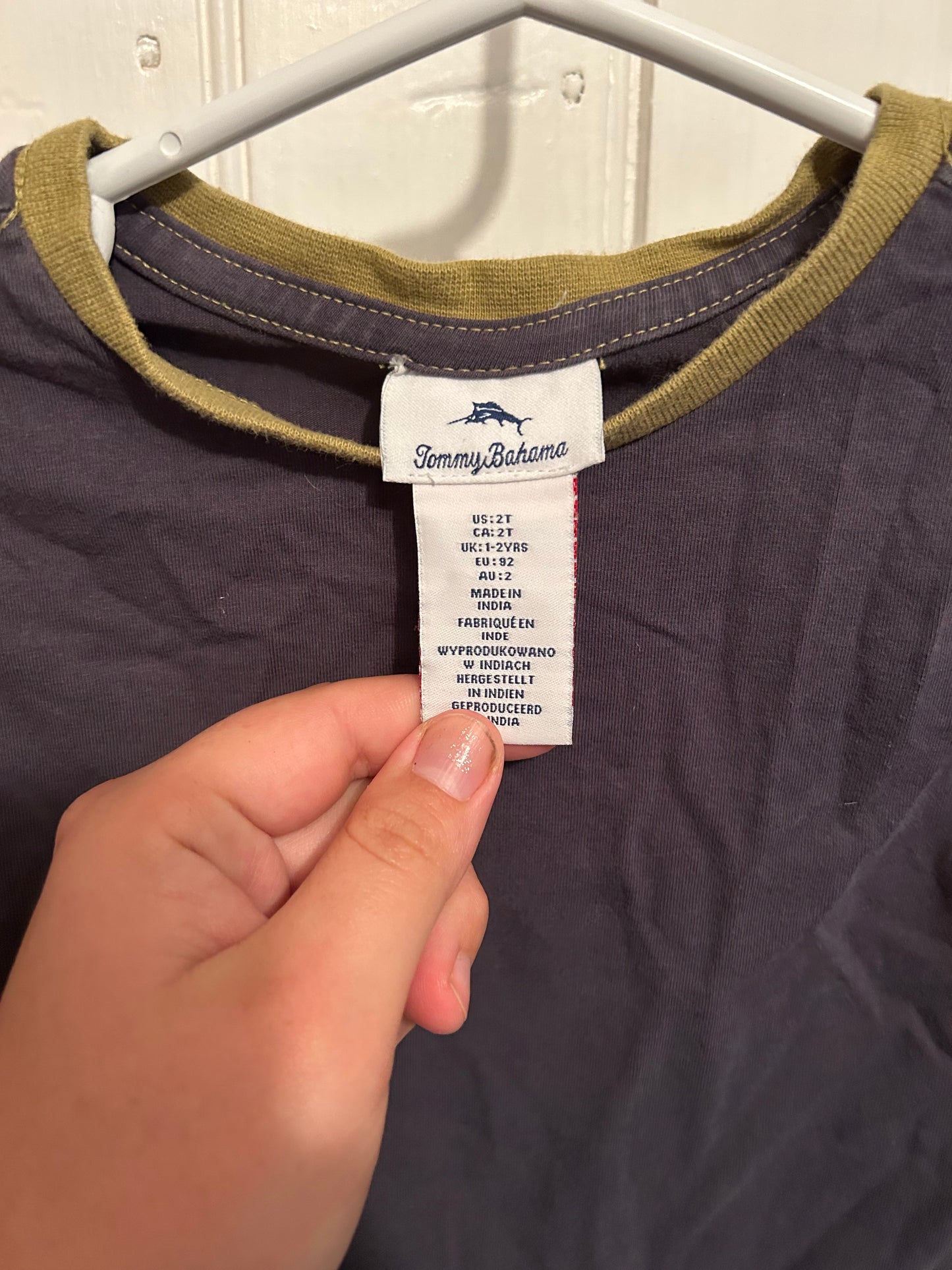 Tommy Bahama 2t grey & green Dino sleeve shirt