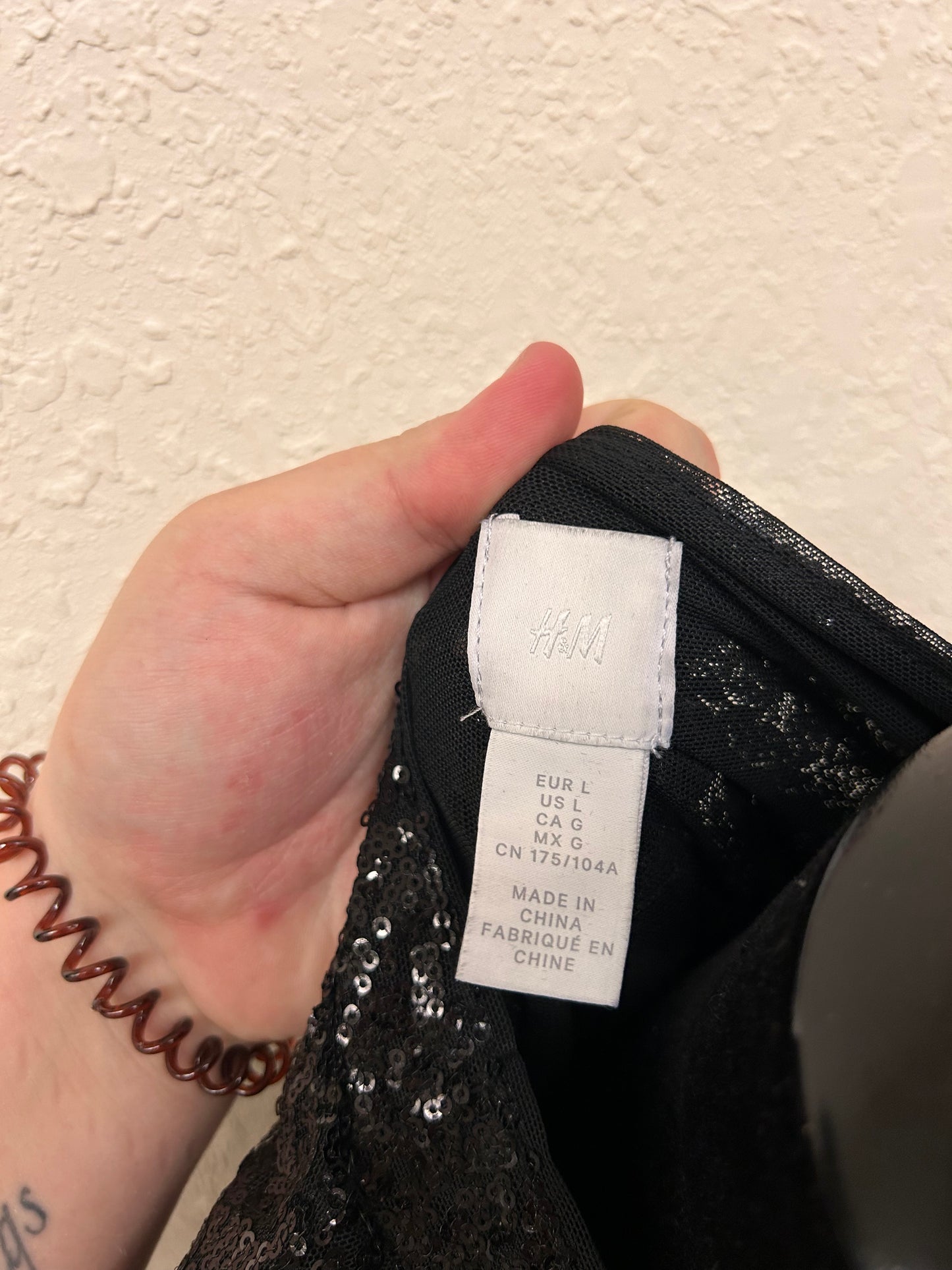 H&M large black sequin crop top