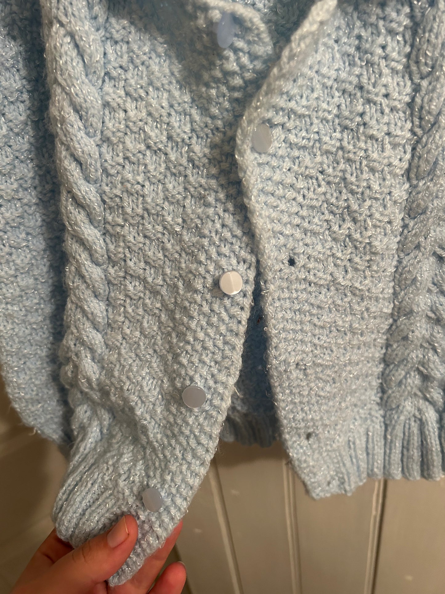 Handmade 2t light blue knit cardigan