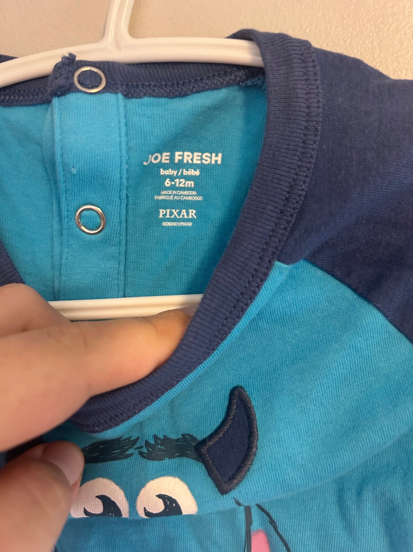 Joe fresh 6/12m blue monsters inc onesie