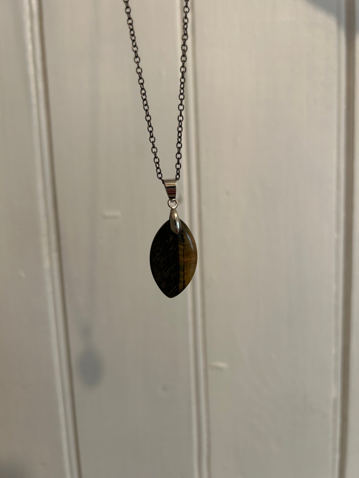 Handmade Brown oval gemstone pendant necklace