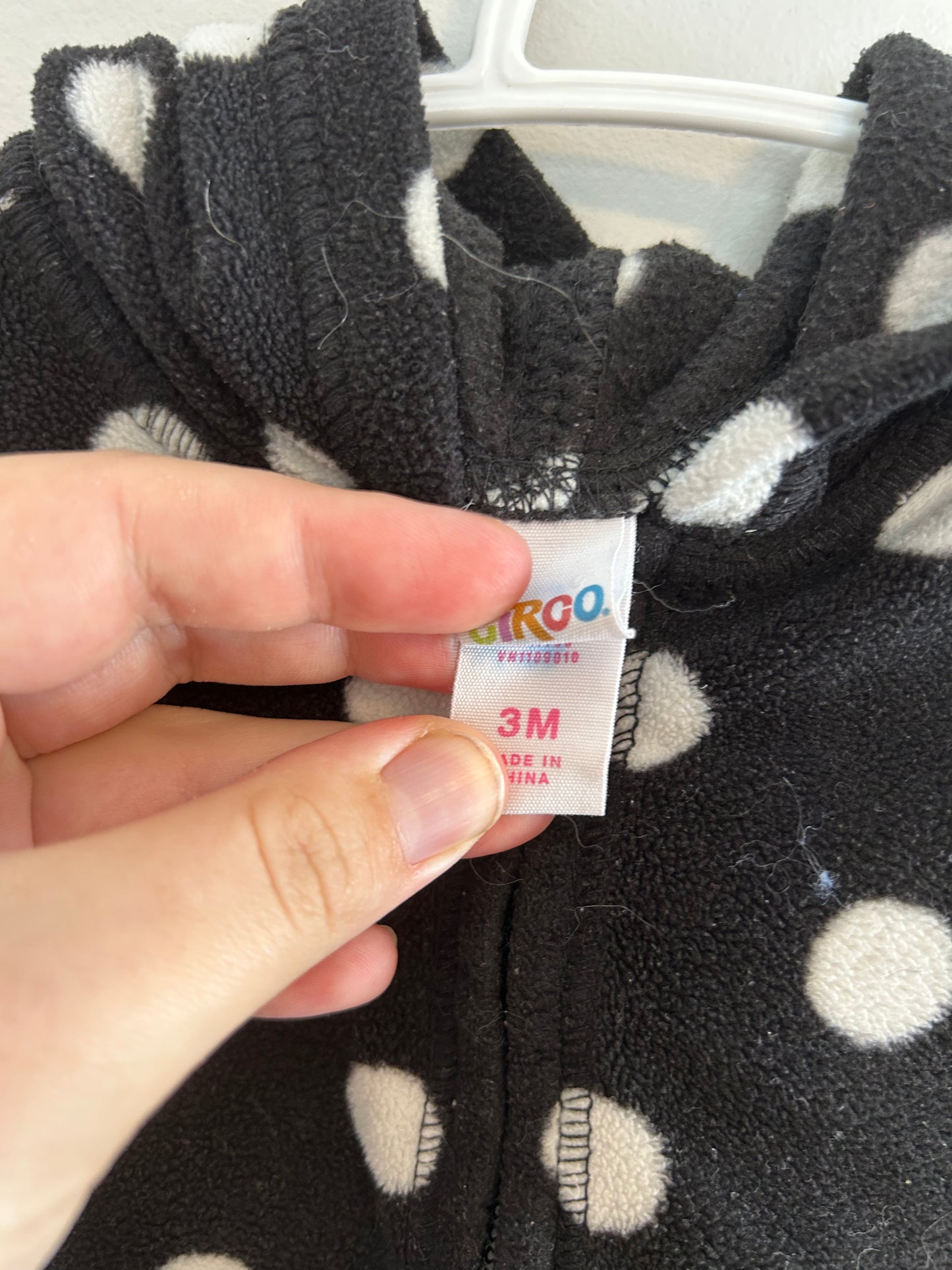 Circo 3m black & white polka dot fleece zip up sweater