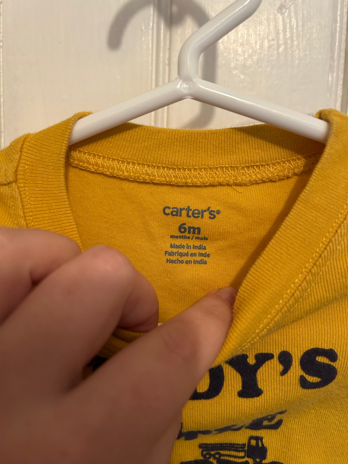 Carters 6m yellow daddy’s helper onesie