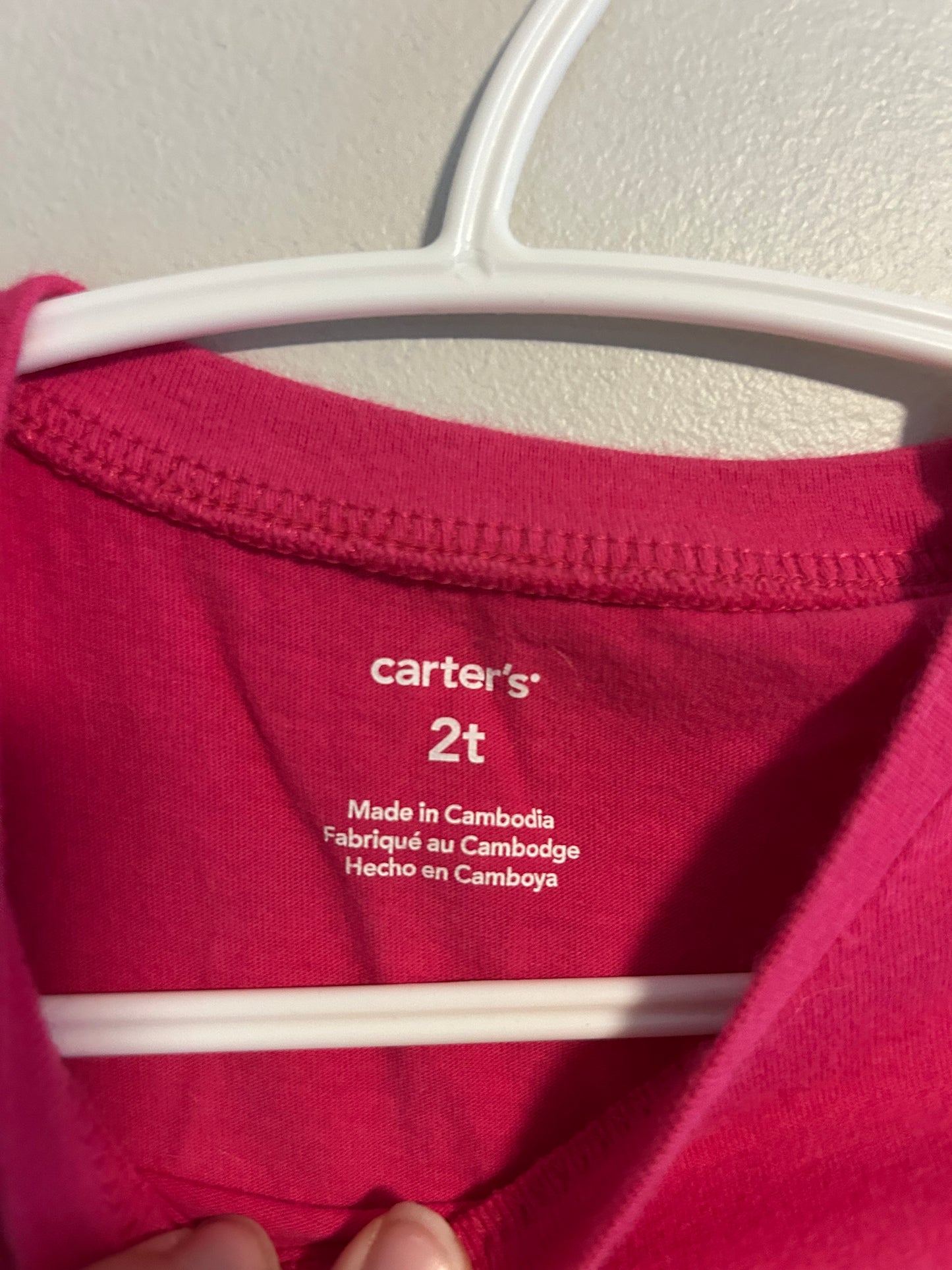 Carters 2t pink reindeer long sleeve shirt