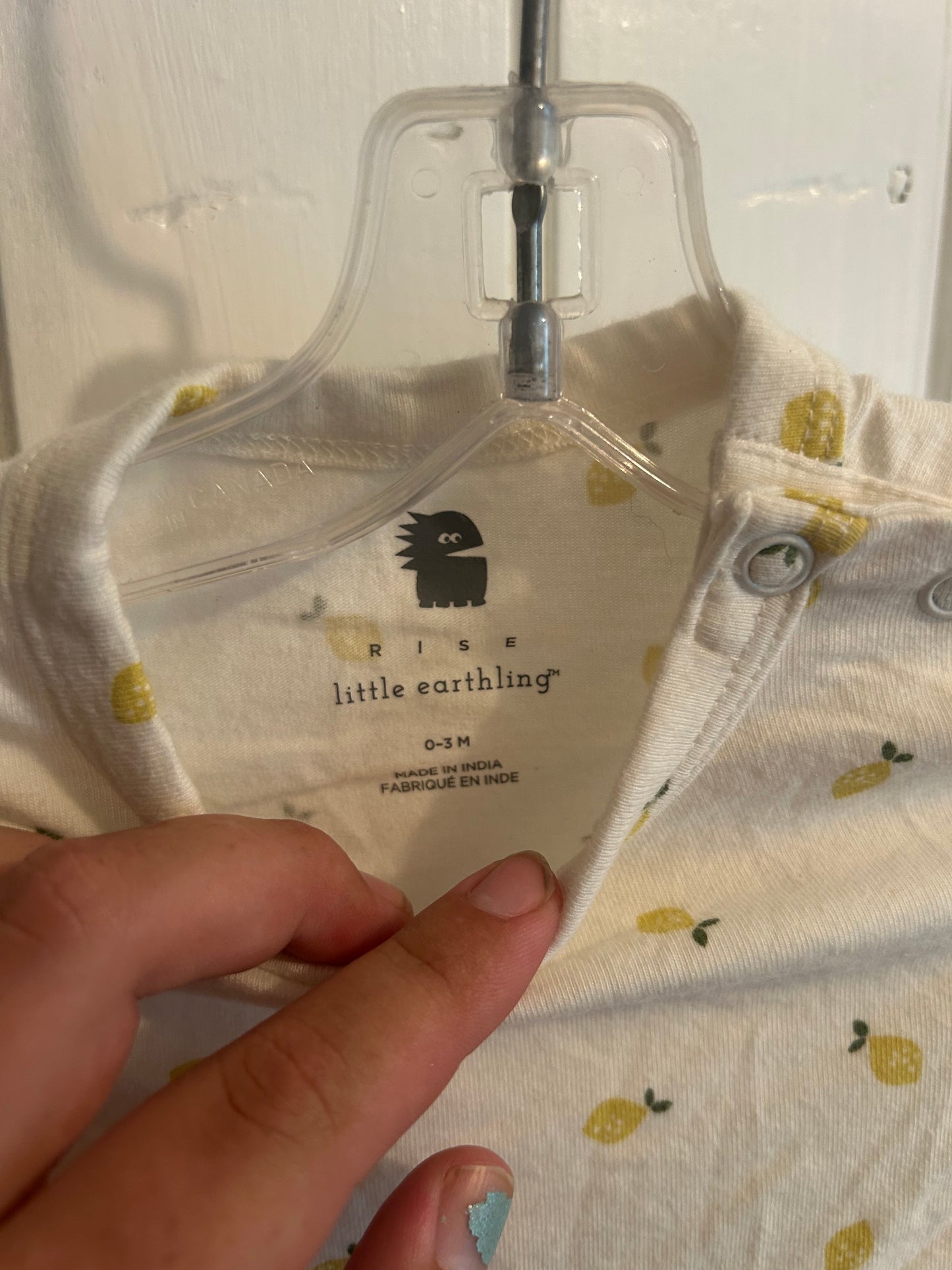 Rise Little Earthling 0/3m yellow lemon onesie