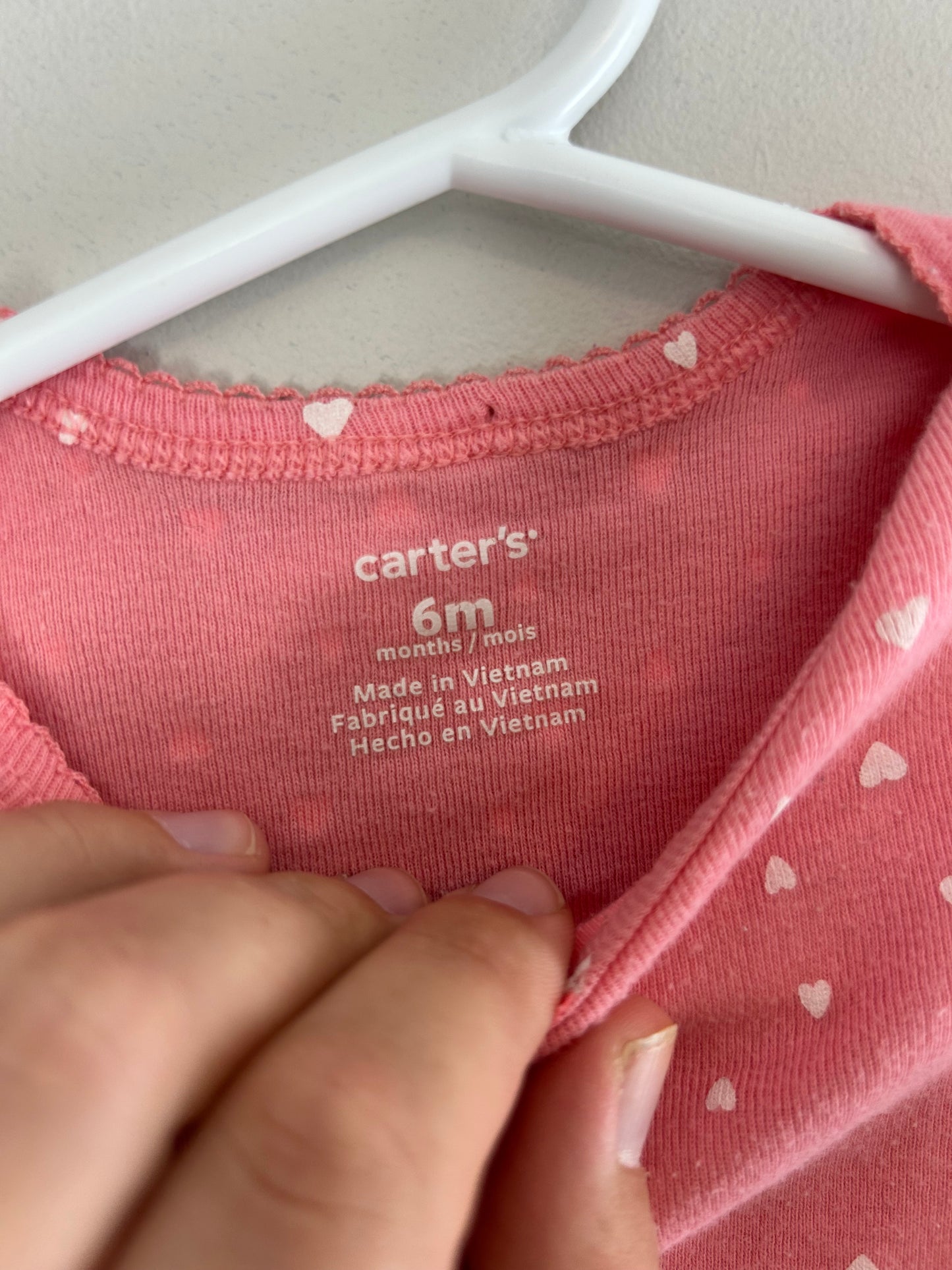 Carters 6m pink heart onesie