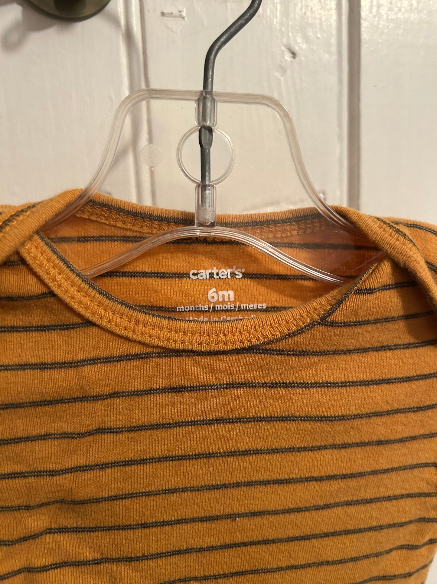 Carters 6m orange striped onesie