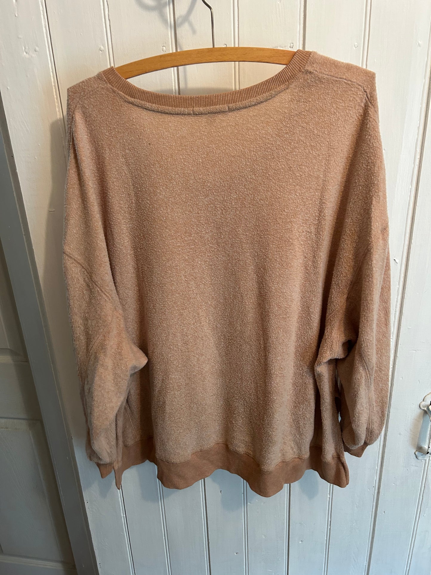 Z supply medium brown fleece “inside out” sweater