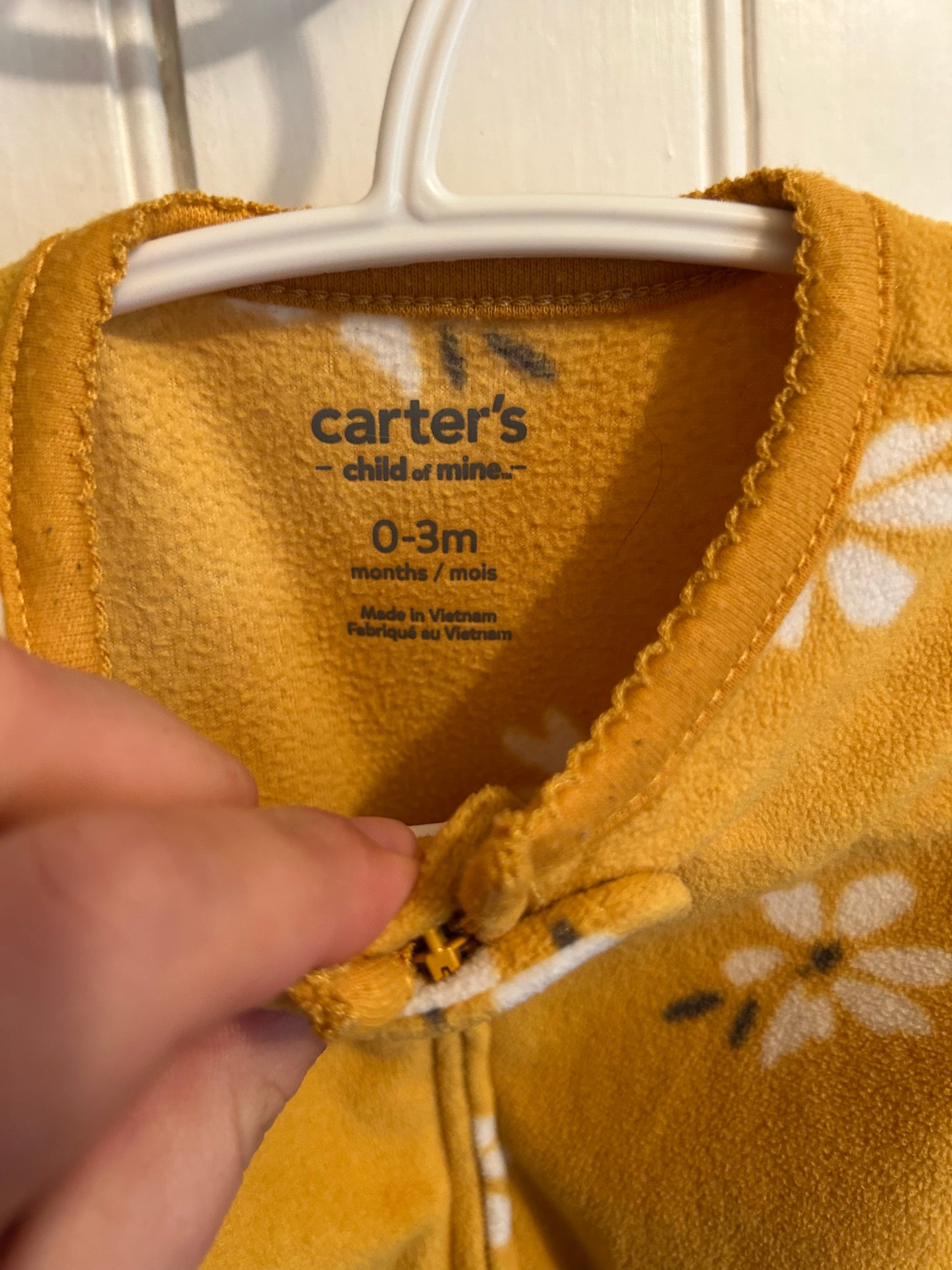 Carters 0/3m yellow floral fleece sleeper
