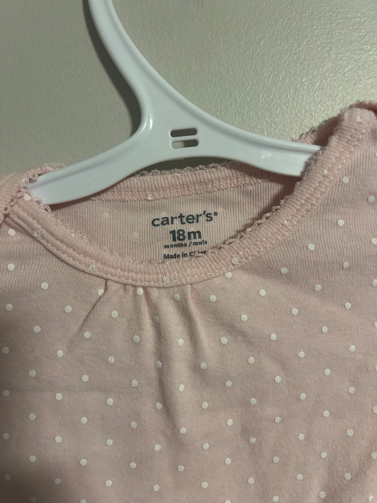 Carters 18m pink polka dot long sleeve onesie