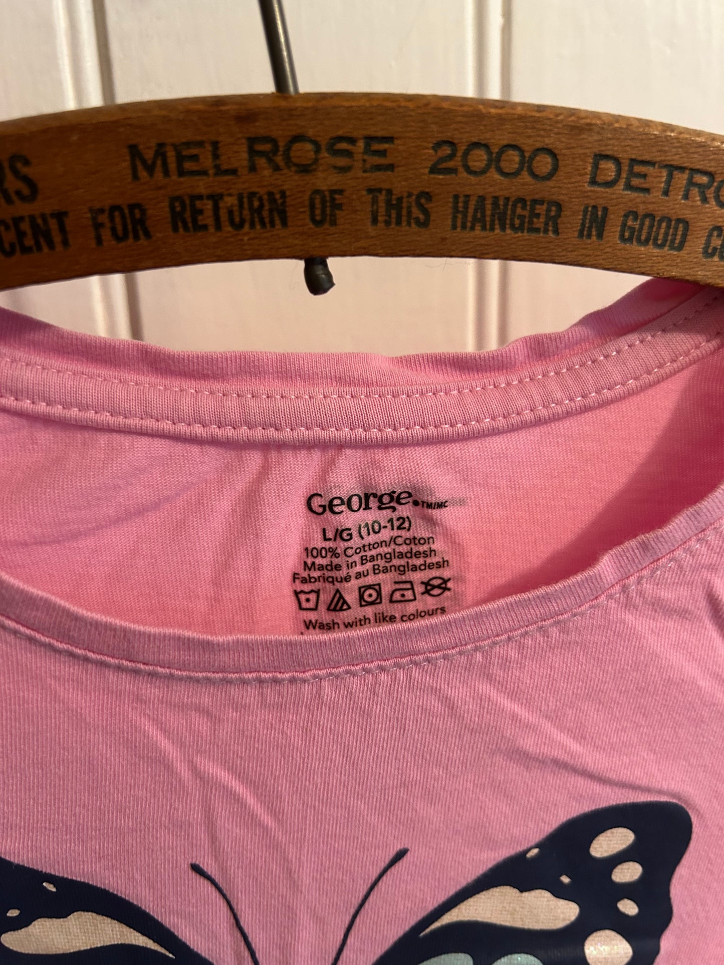George girls 10/12 pink butterfly tshirt