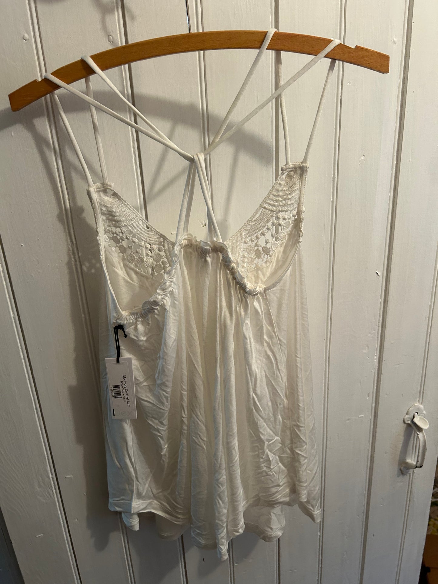 NEW DEX xs white lace strap back tank top