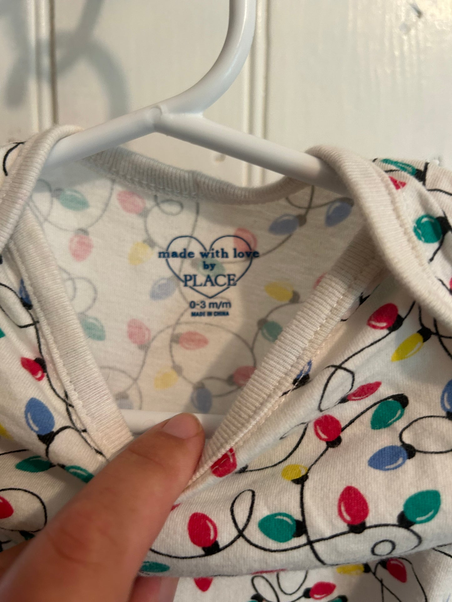 The children’s place 0/3m Christmas lights onesie