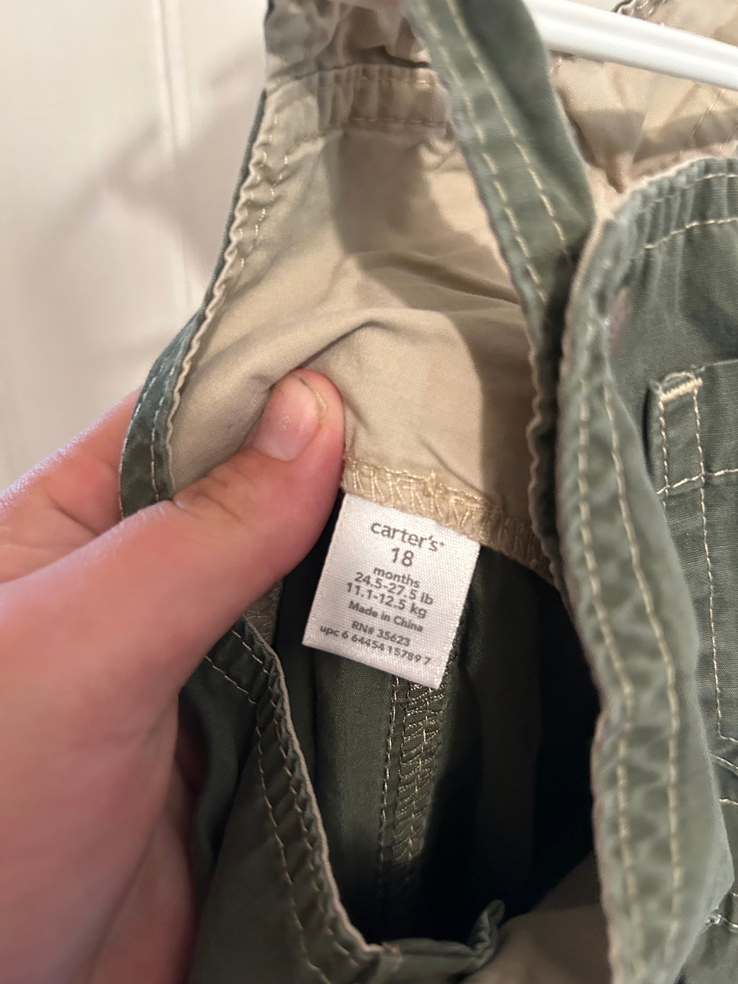 Carters 18m green monkey cargo overalls