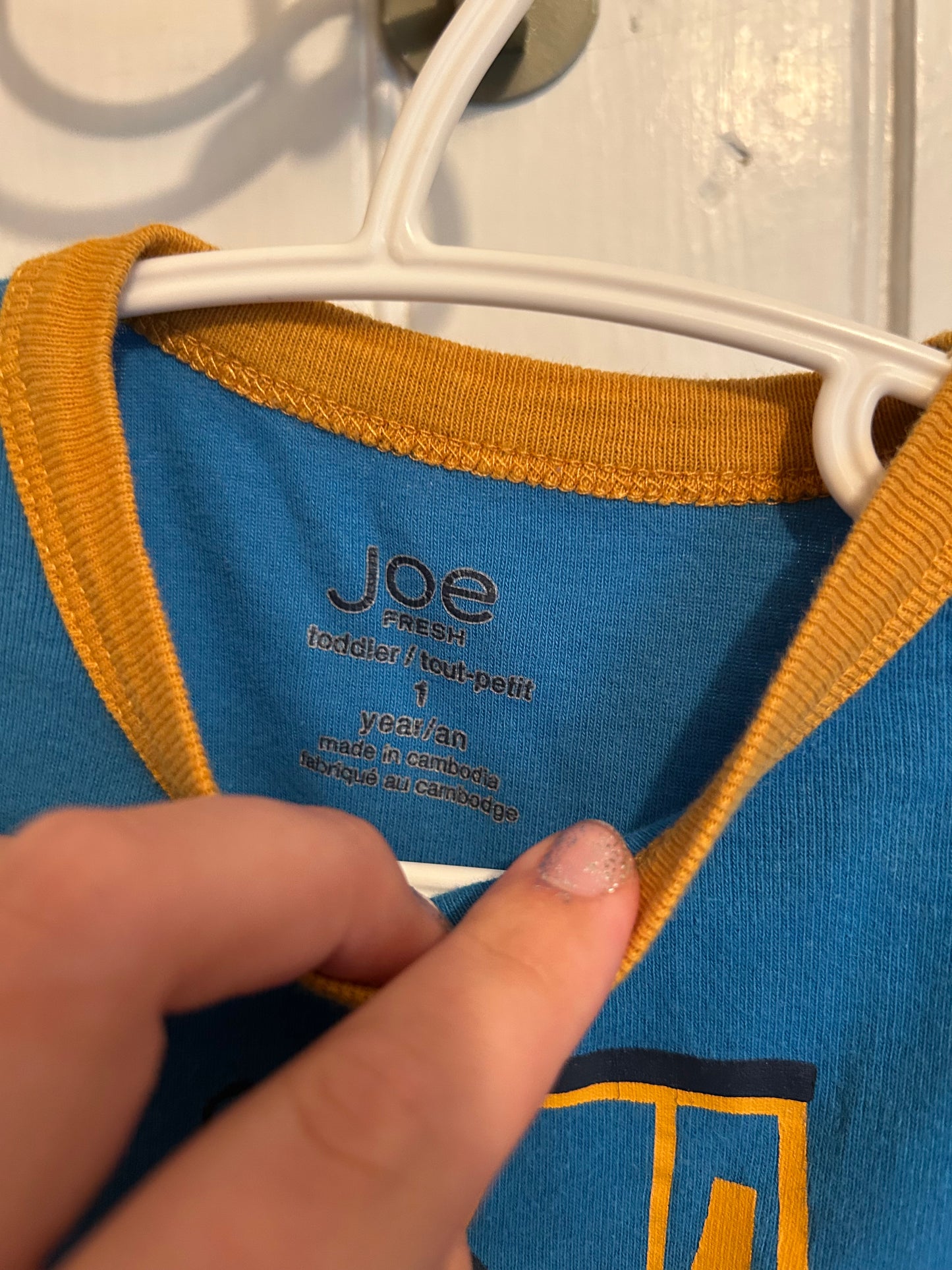 Joe fresh 12m blue & yellow little farmer tshirt