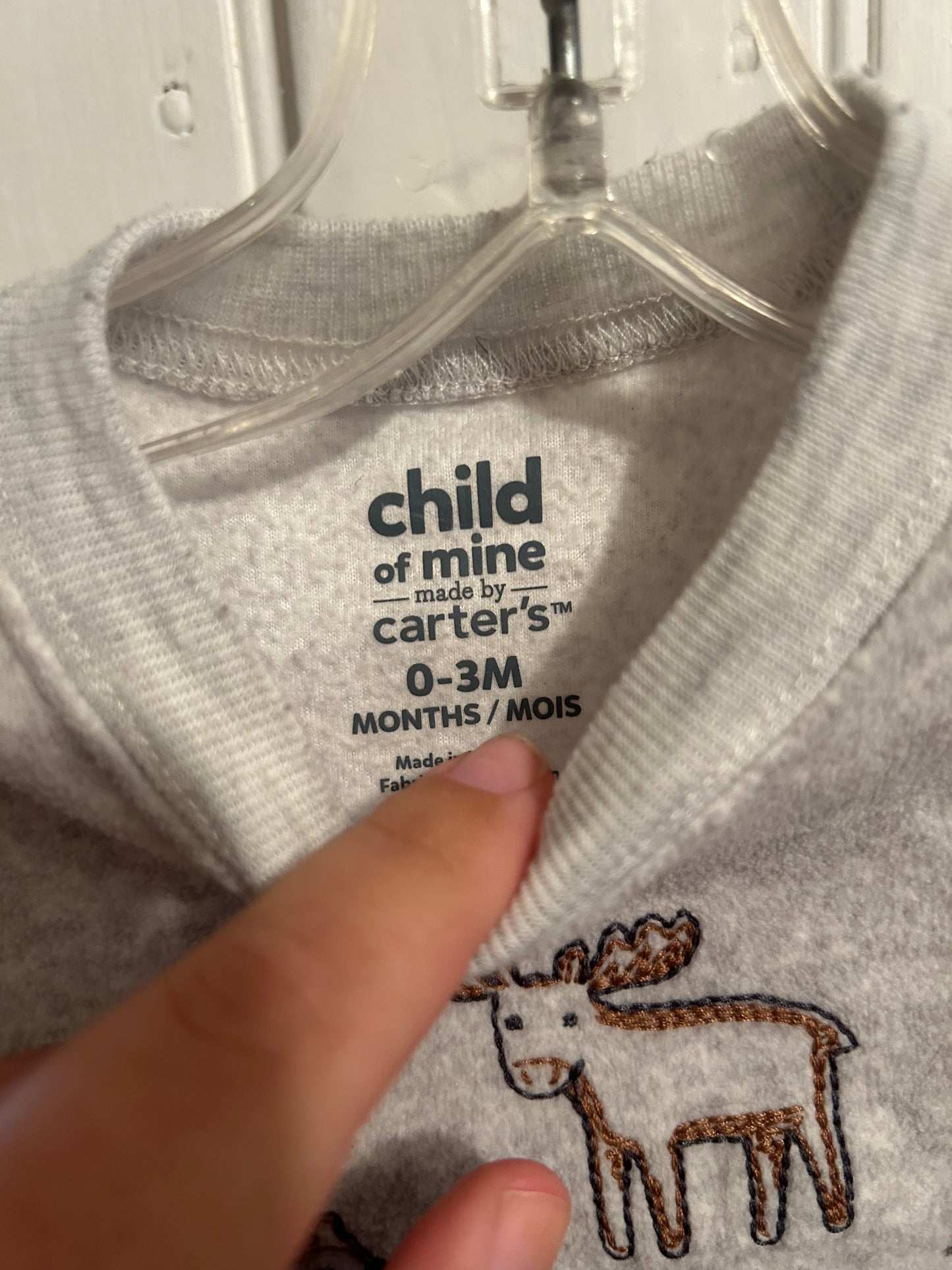 Carters 0/3m grey animal sweater