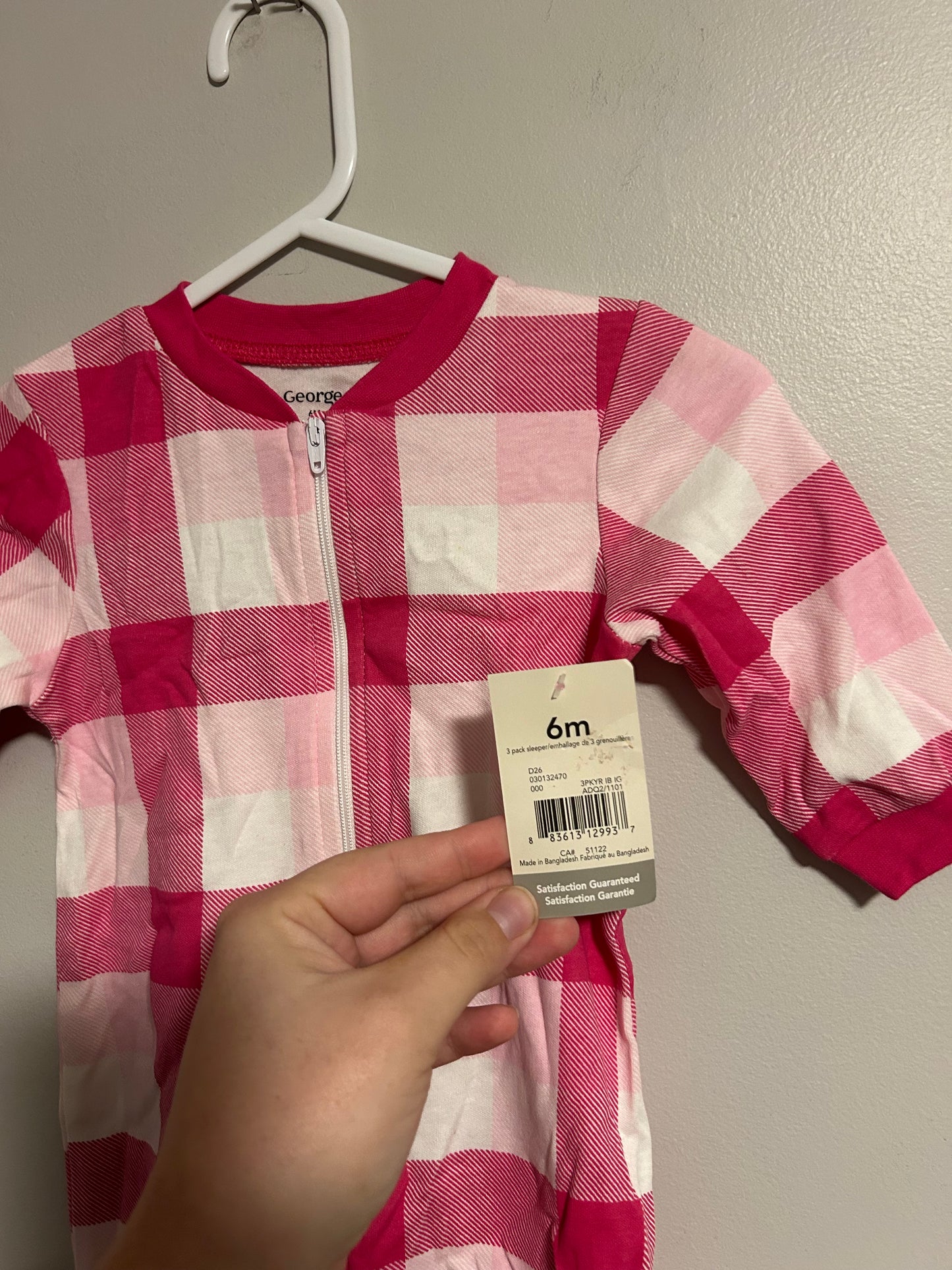 NEW George 6m pink plaid sleeper