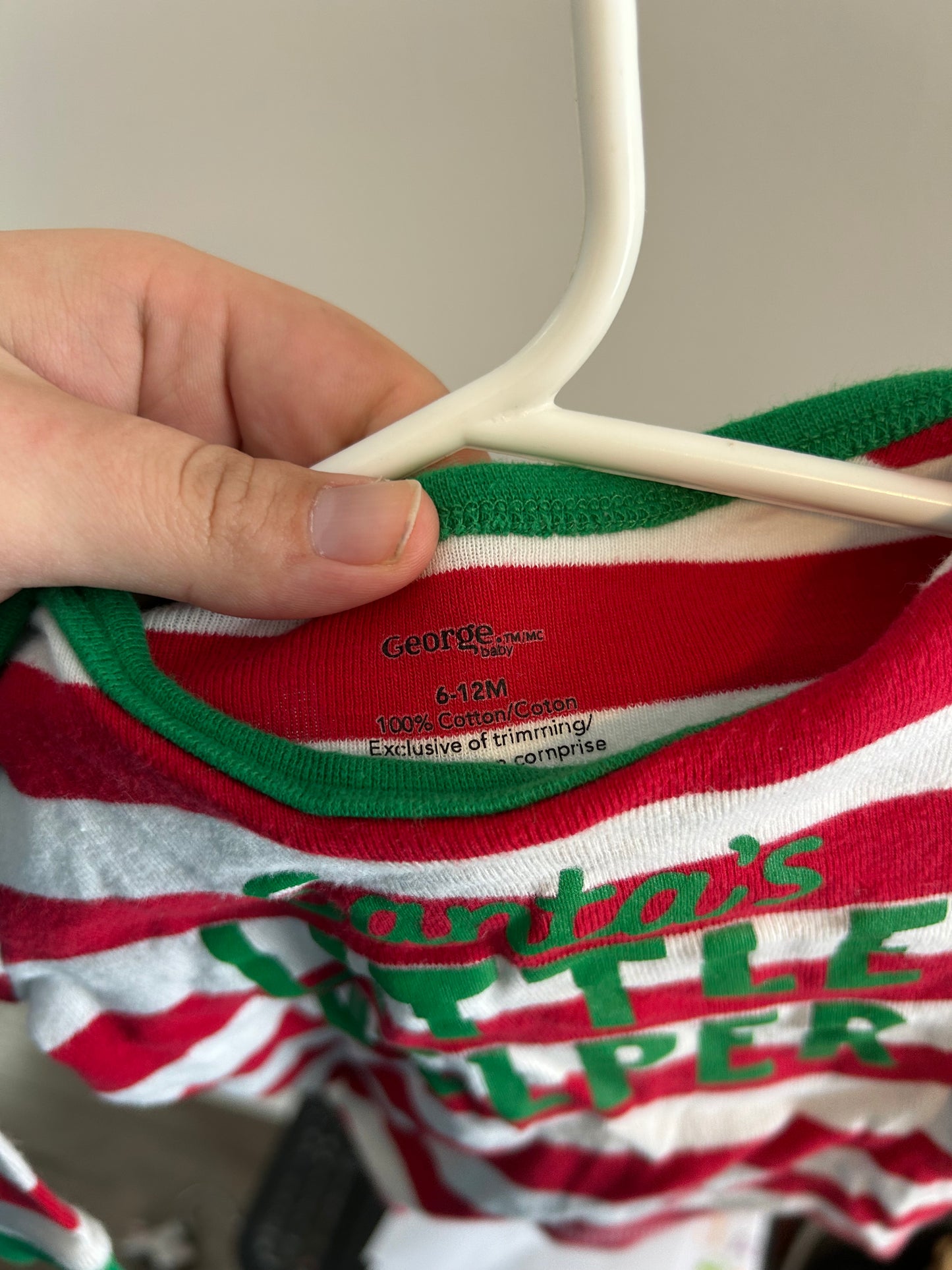 George 6/12m Santa’s helper striped sleep set