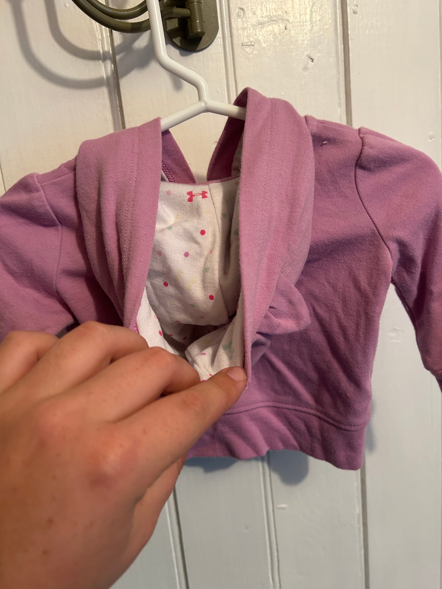 Under armour 0/3m purple zip up hoodie