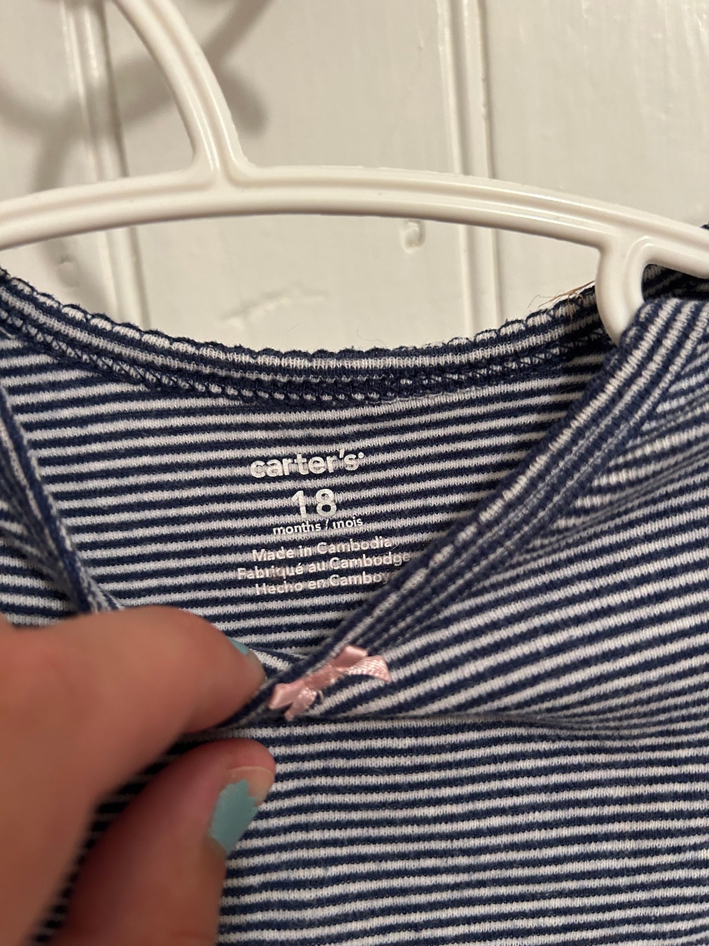 Carters 18m navy striped onesie