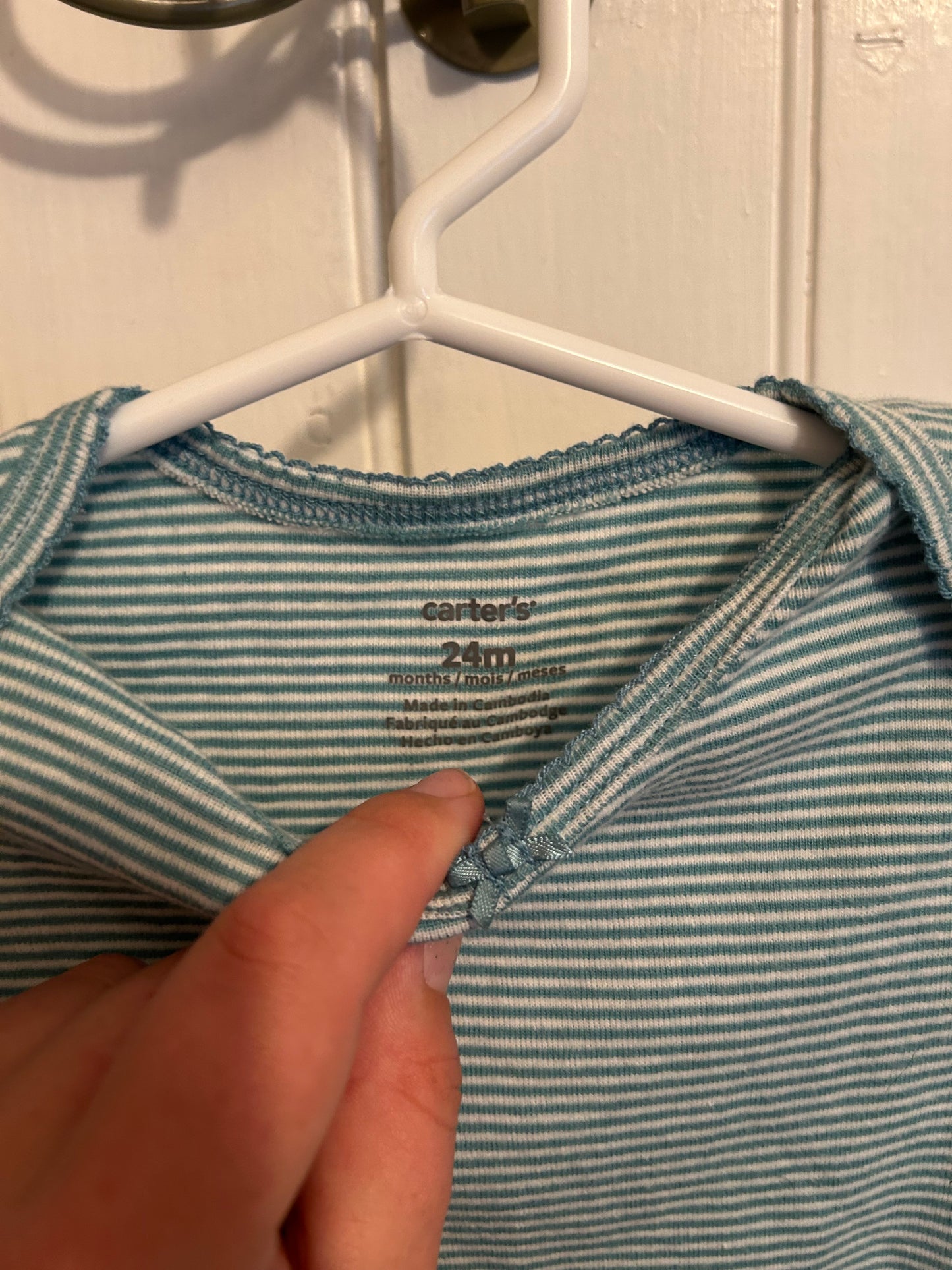 Carters 24m blue striped onesie
