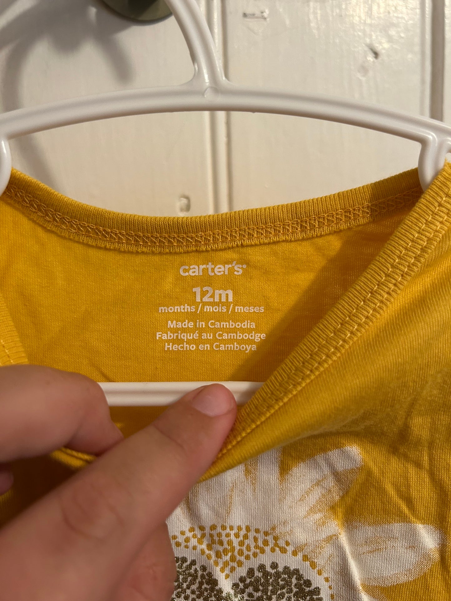 Carters 12m yellow flower top