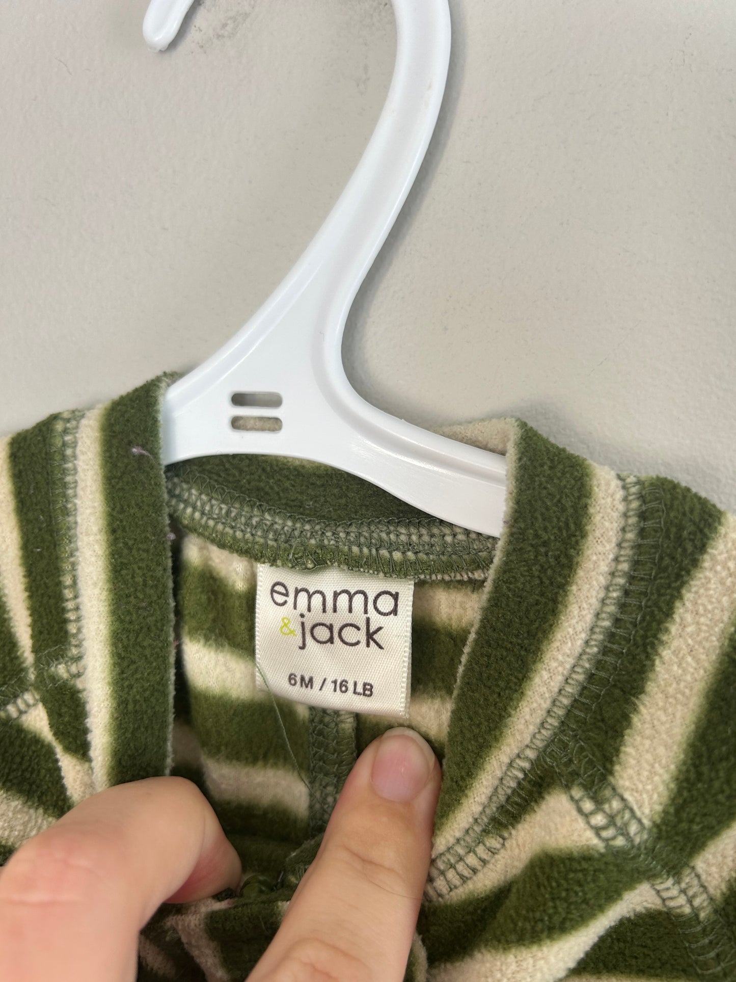 Emma & jack 6m green striped dog fleece sleeper
