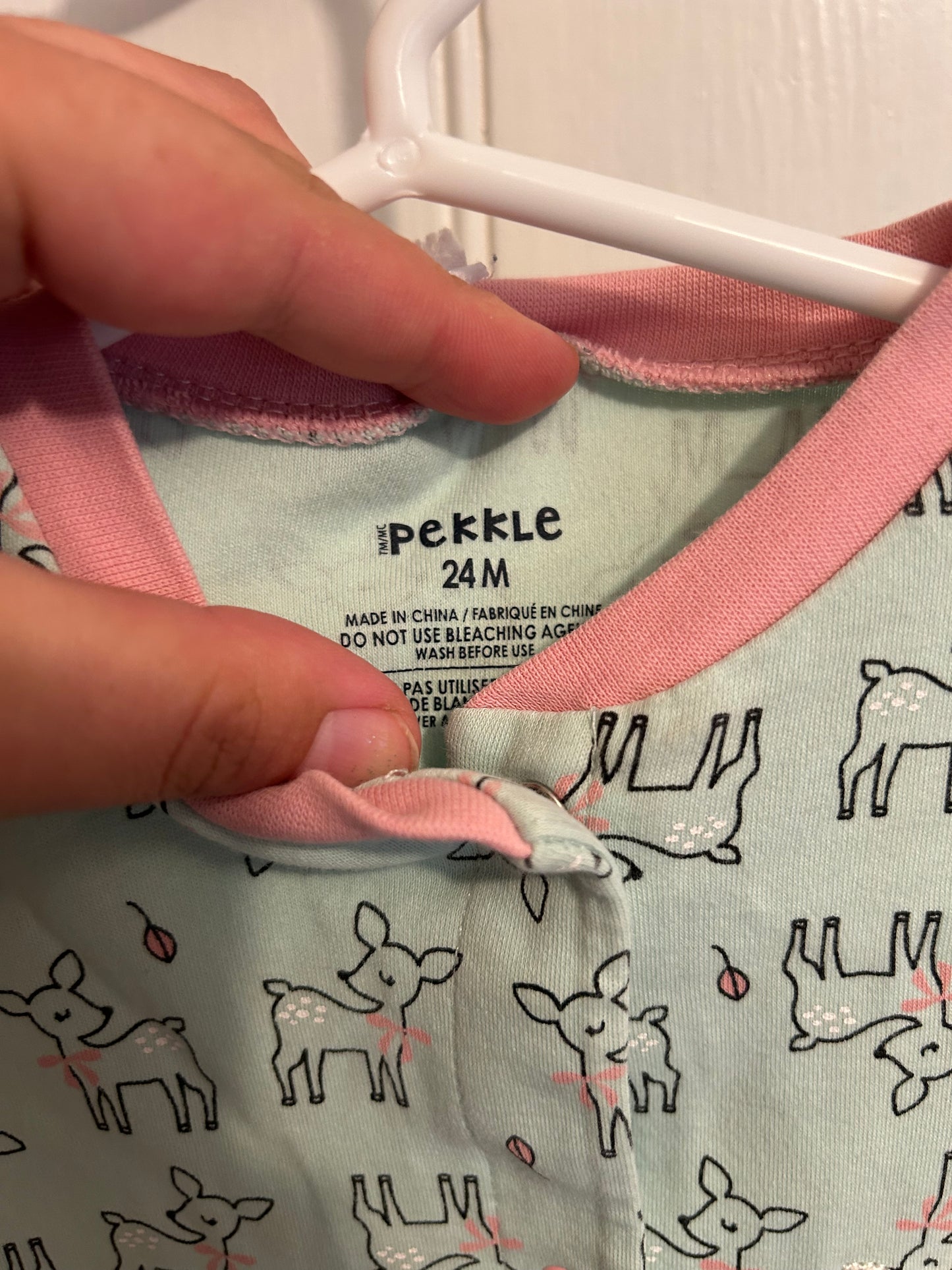 Pekkle 24m mint deer button up sleeper