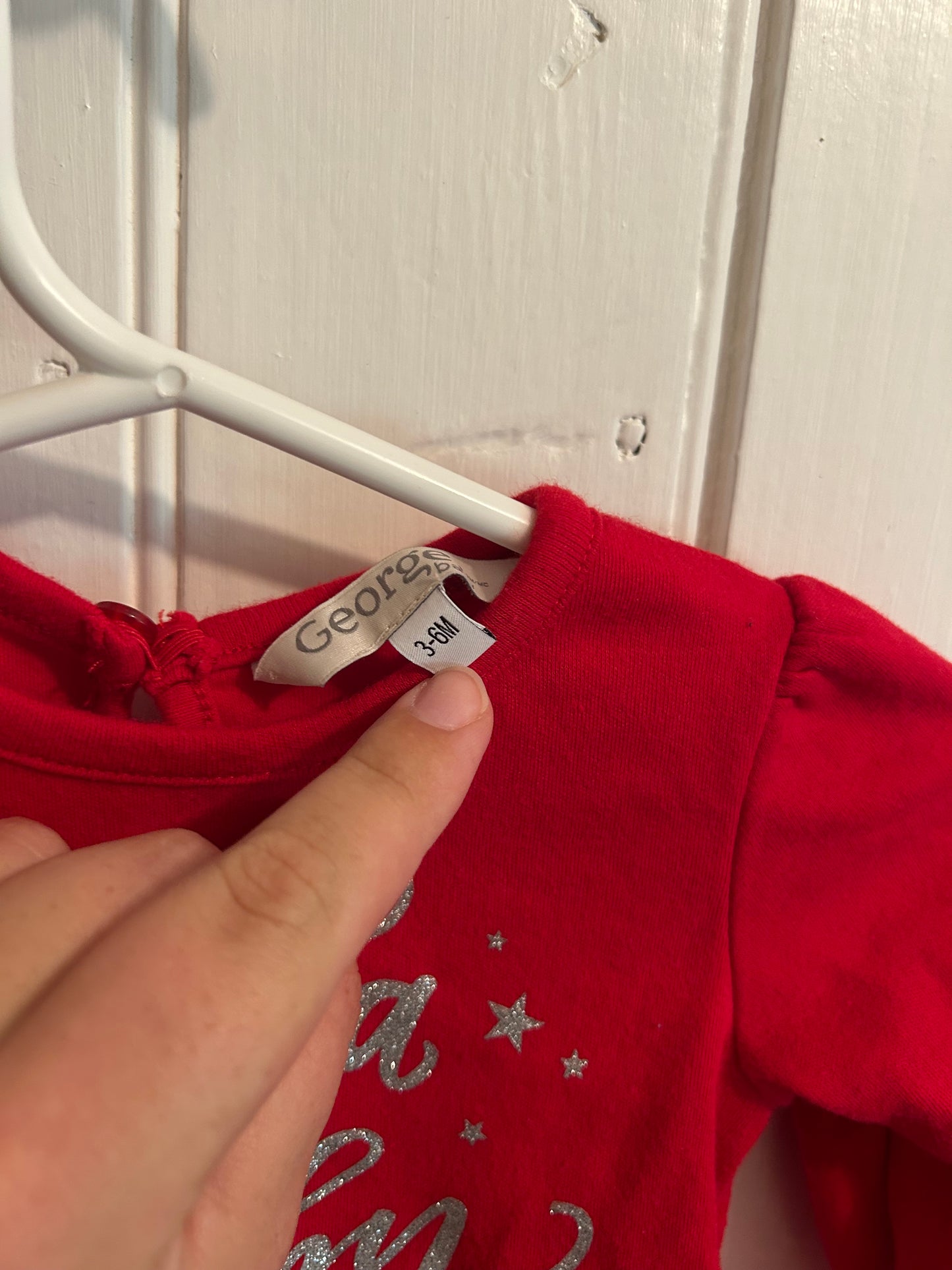 George 3/6m red Santa baby tulle skirted onesie